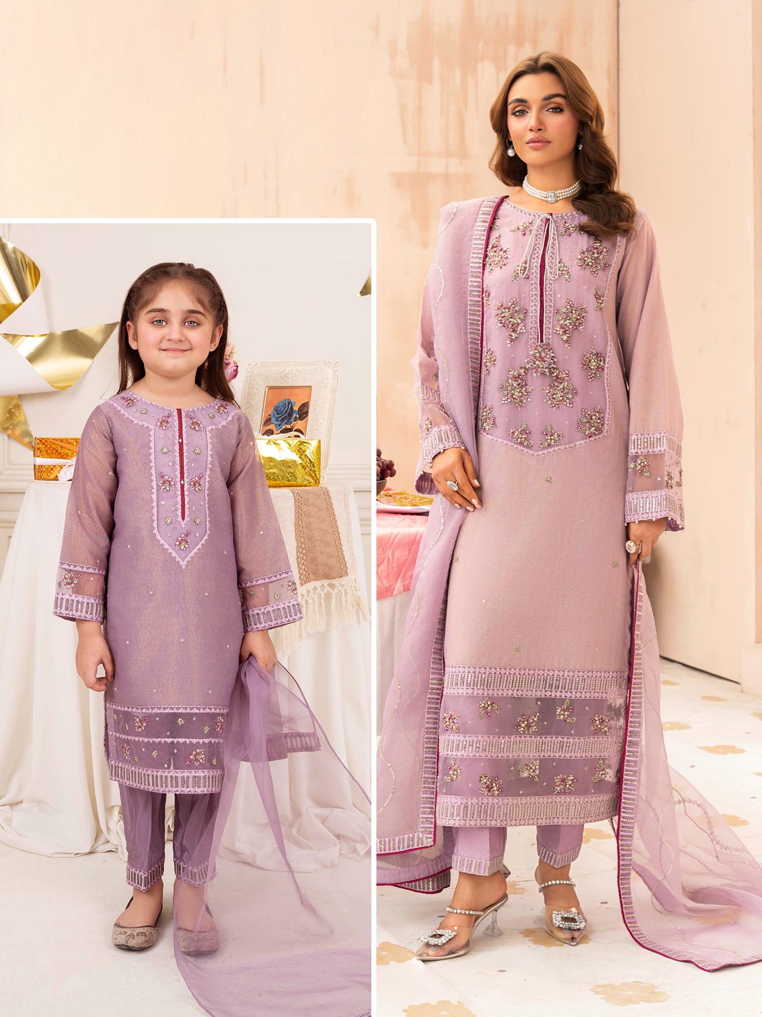 Zarqun Luxury Karandi 3-Piece Suit - Lilac (2523A)
