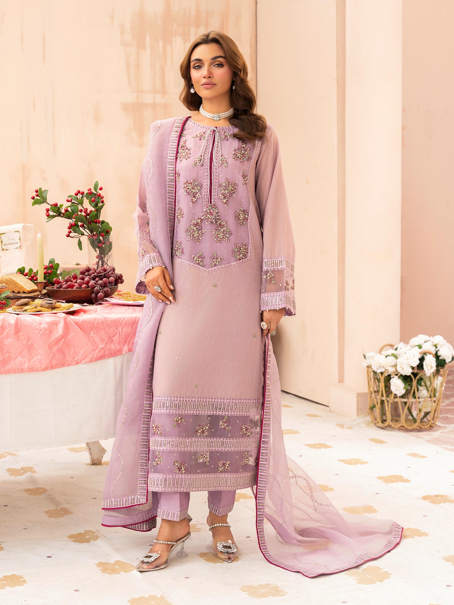 Zarqun Luxury Karandi 3-Piece Suit - Lilac (2523A)