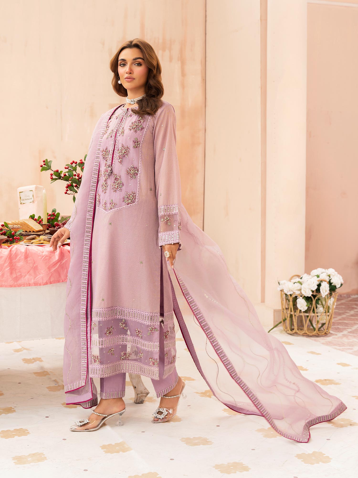 Zarqun Luxury Karandi 3-Piece Suit - Lilac (2523A)