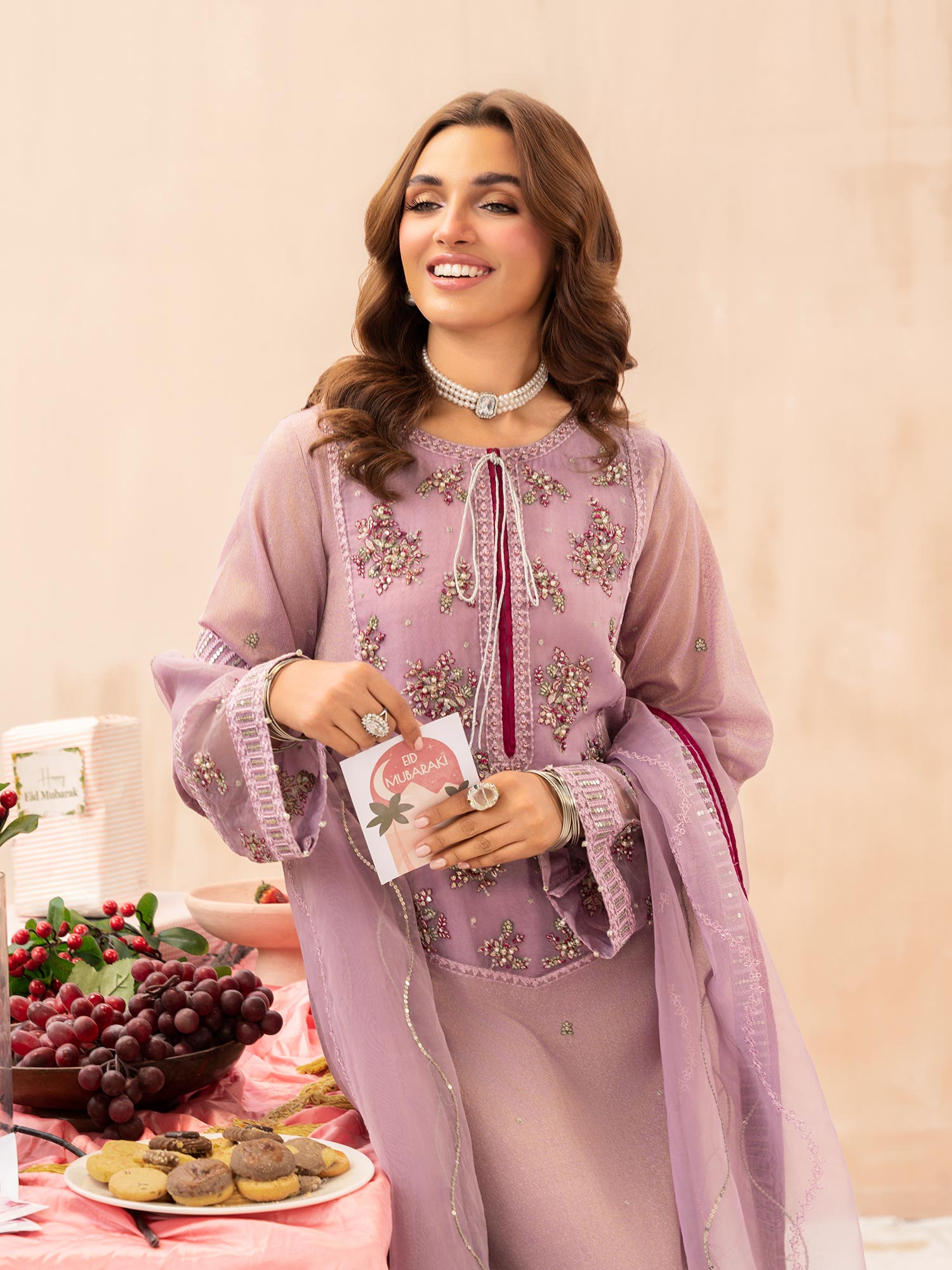 Zarqun Luxury Karandi 3-Piece Suit - Lilac (2523A)
