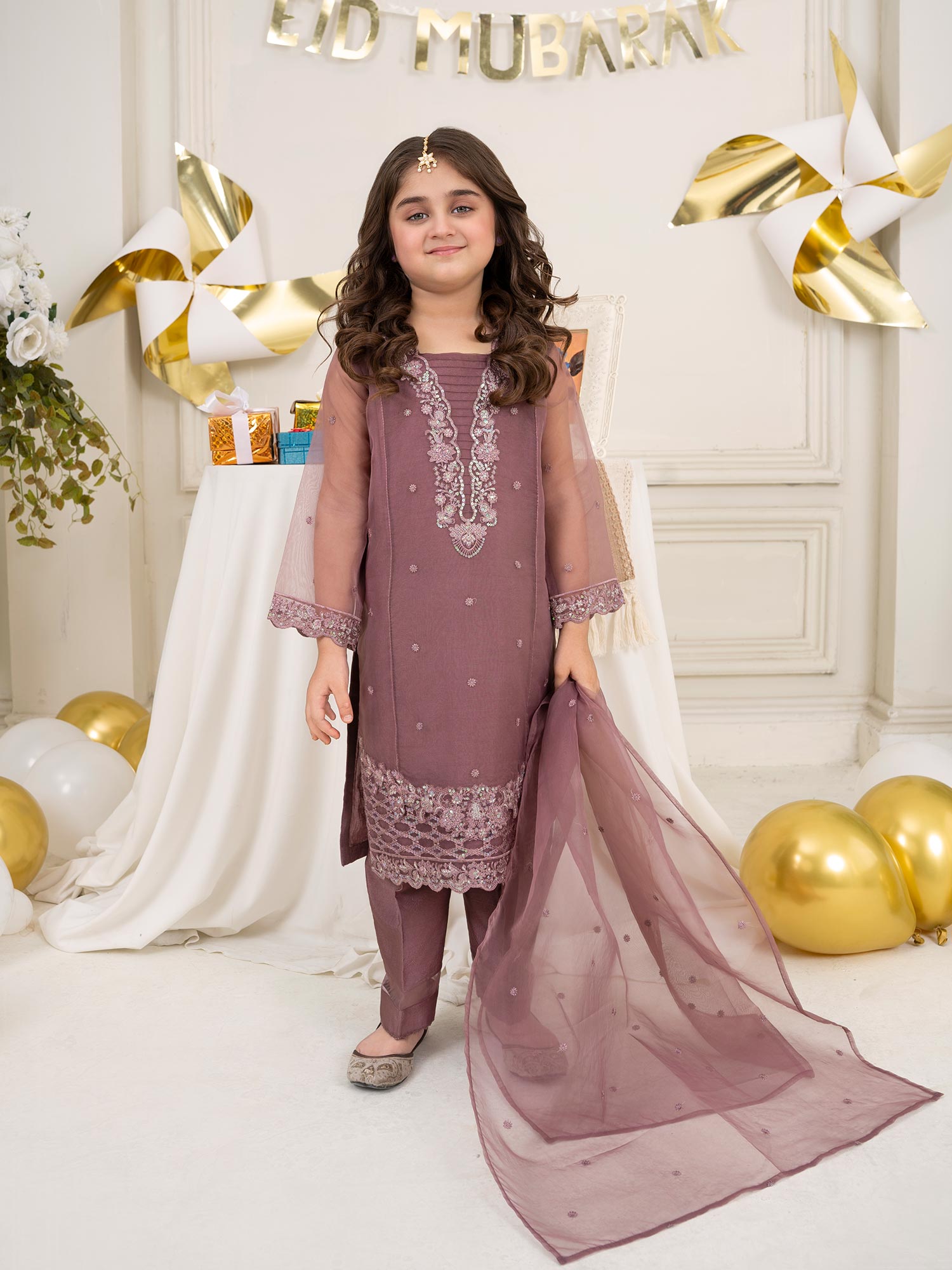 Zarqun Luxury Organza 3-Piece Suit - Mauve (2525B)
