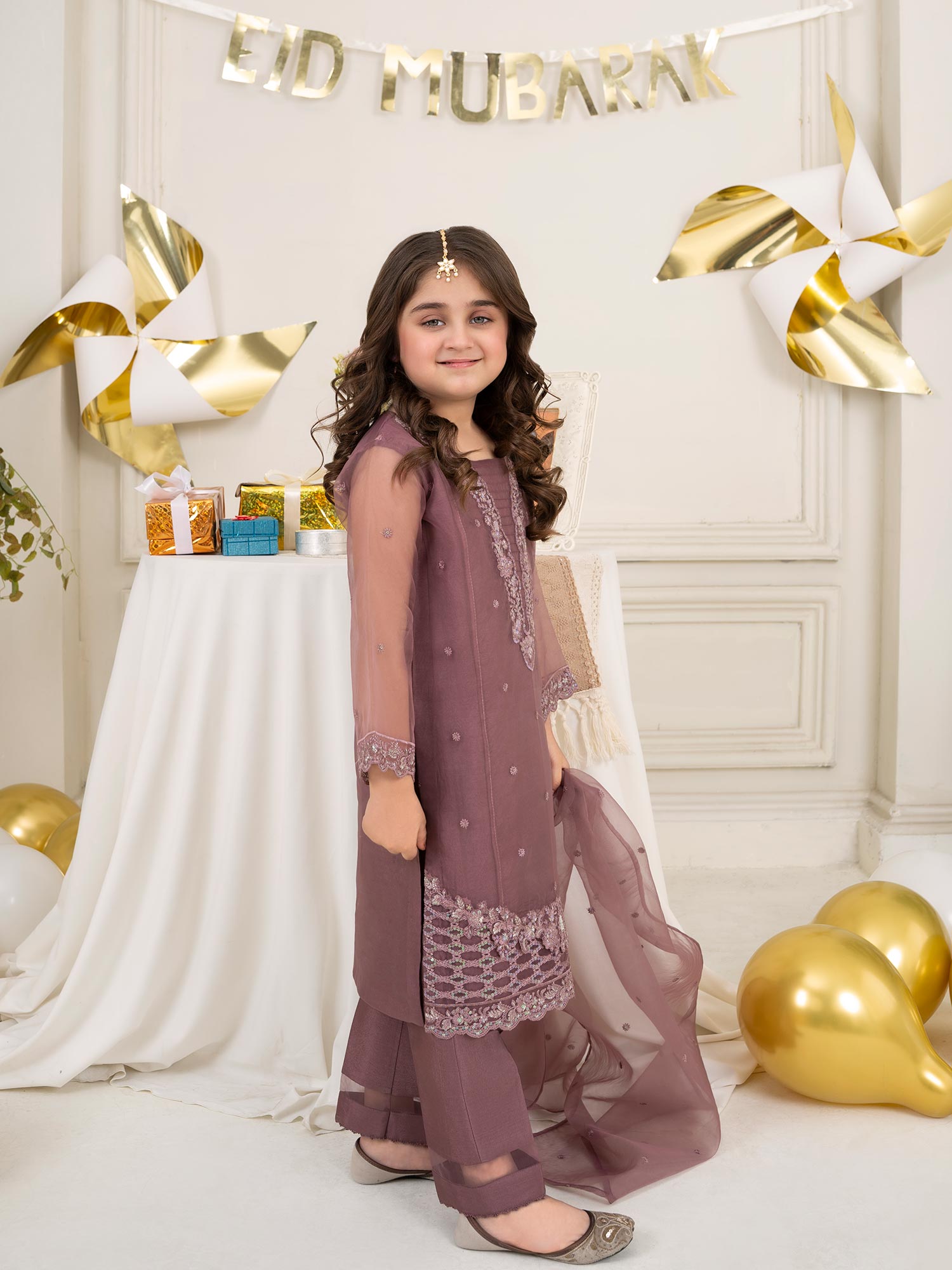 Zarqun Luxury Organza 3-Piece Suit - Mauve (2525B)