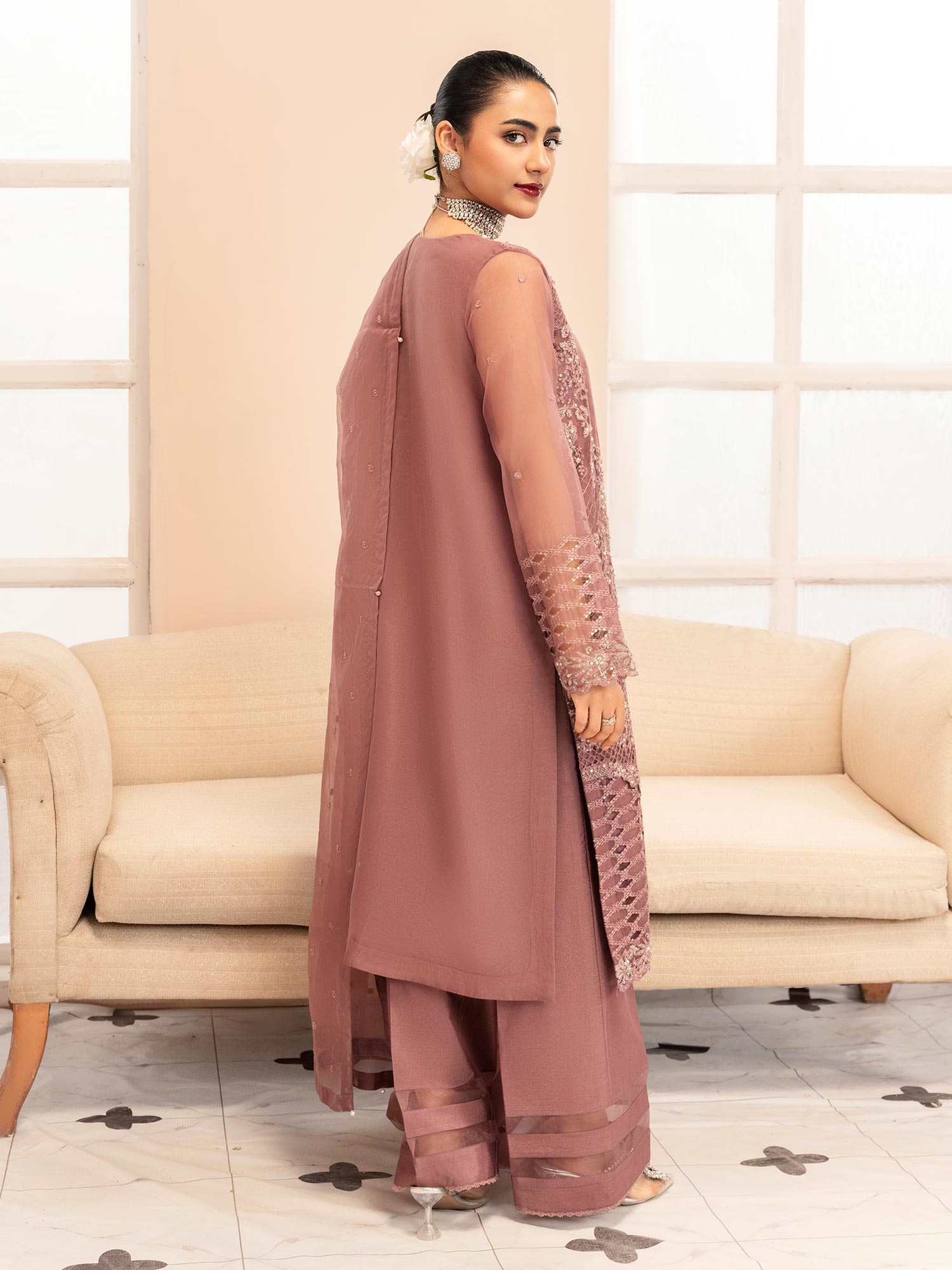 Zarqun Luxury Organza 3-Piece Suit - Mauve (2525B)