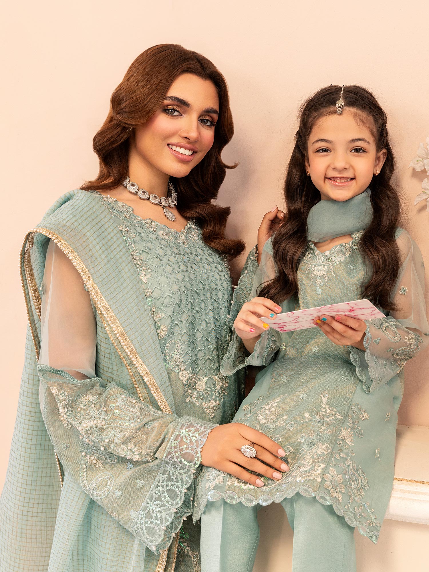 Zarqun Luxury Karandi 3-Piece Suit - Aqua Blue (2526A)