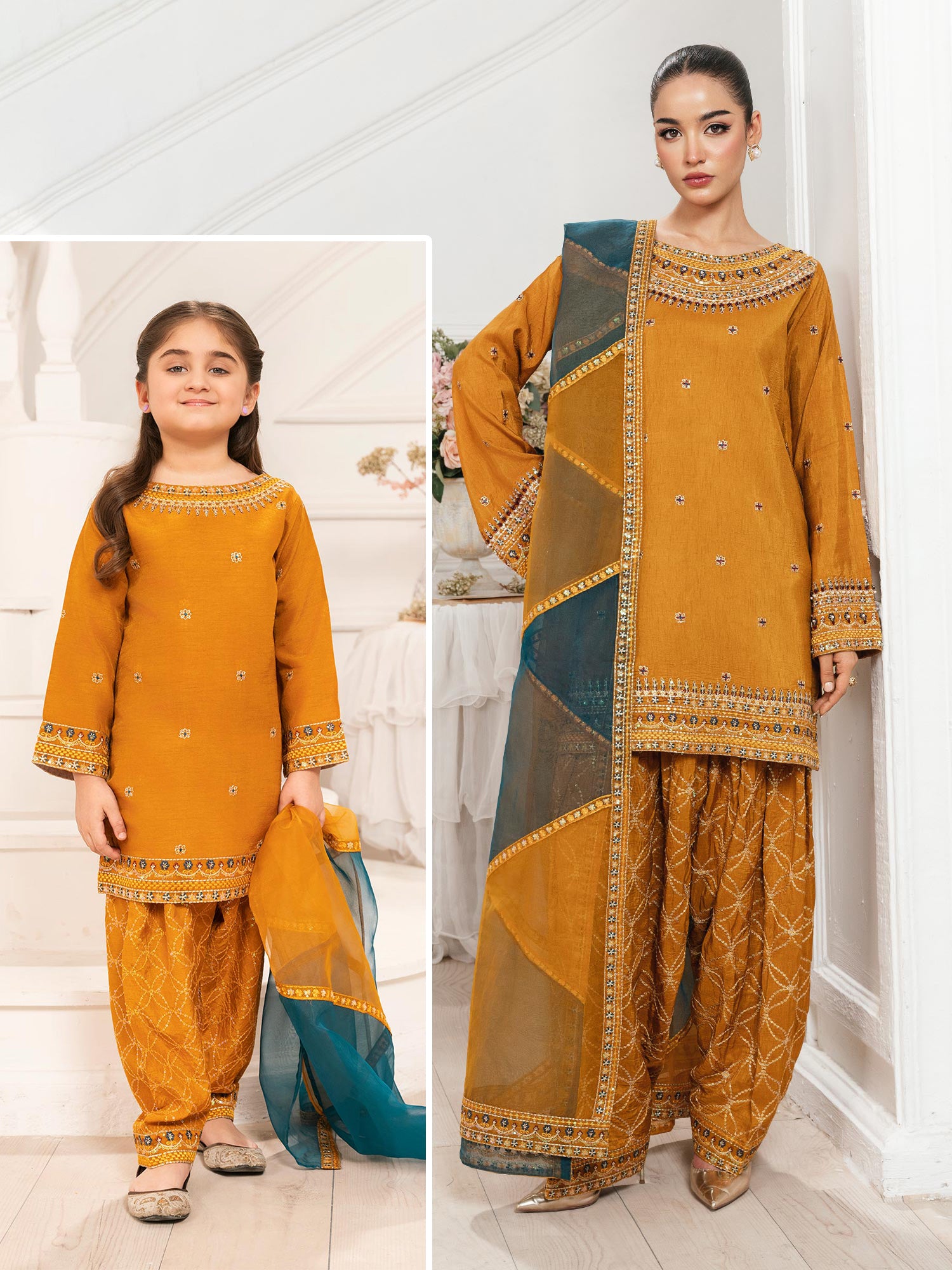 Zarqun Luxury Rawsilk 3-Piece Suit - Mustard (2527B)