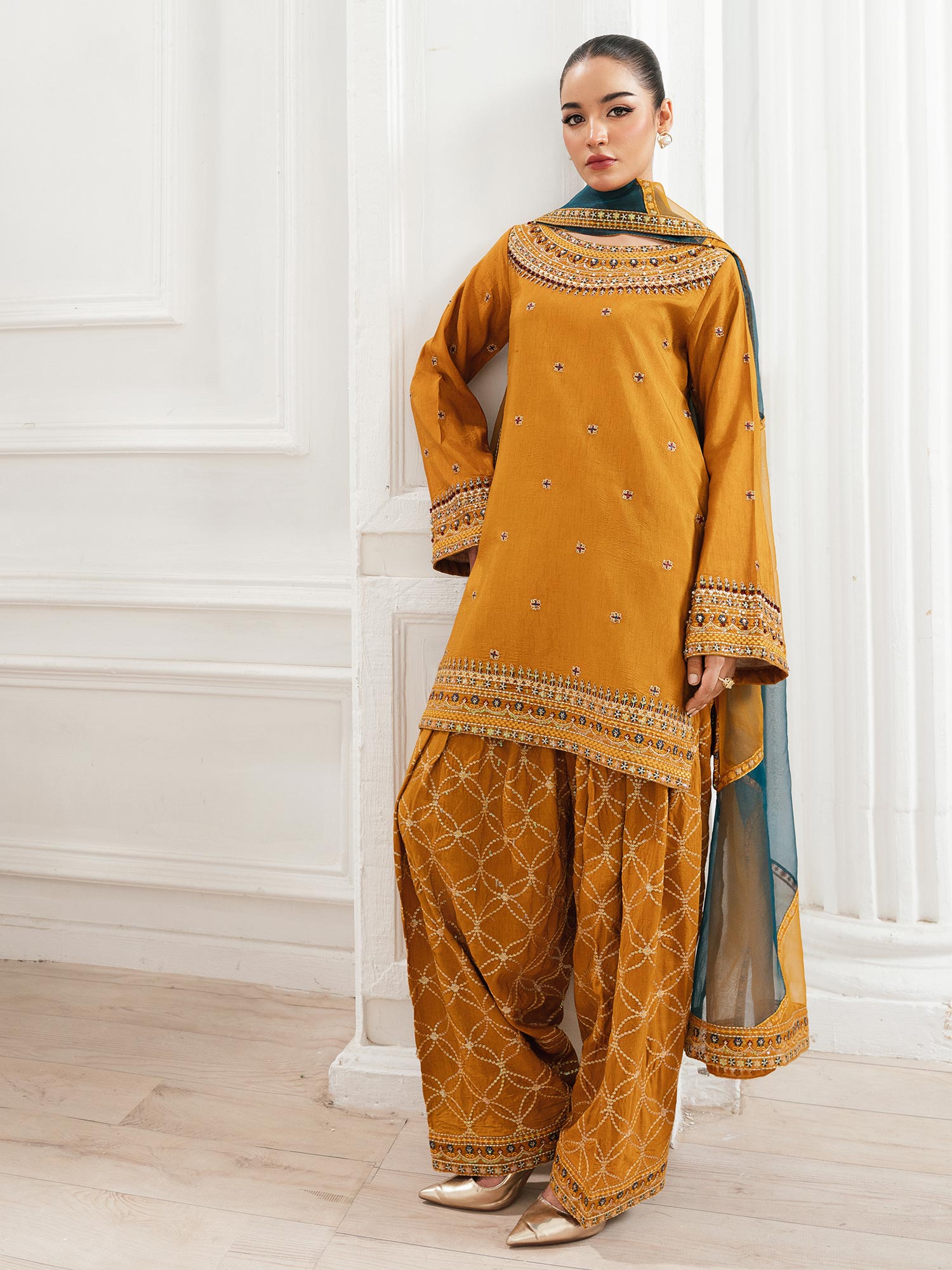 Zarqun Luxury Rawsilk 3-Piece Suit - Mustard (2527B)