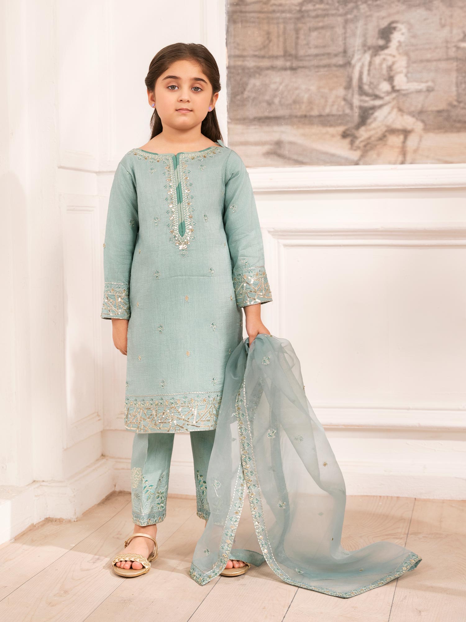 Zarqun Luxury Rawsilk 3-Piece Suit - Aqua (2528A)