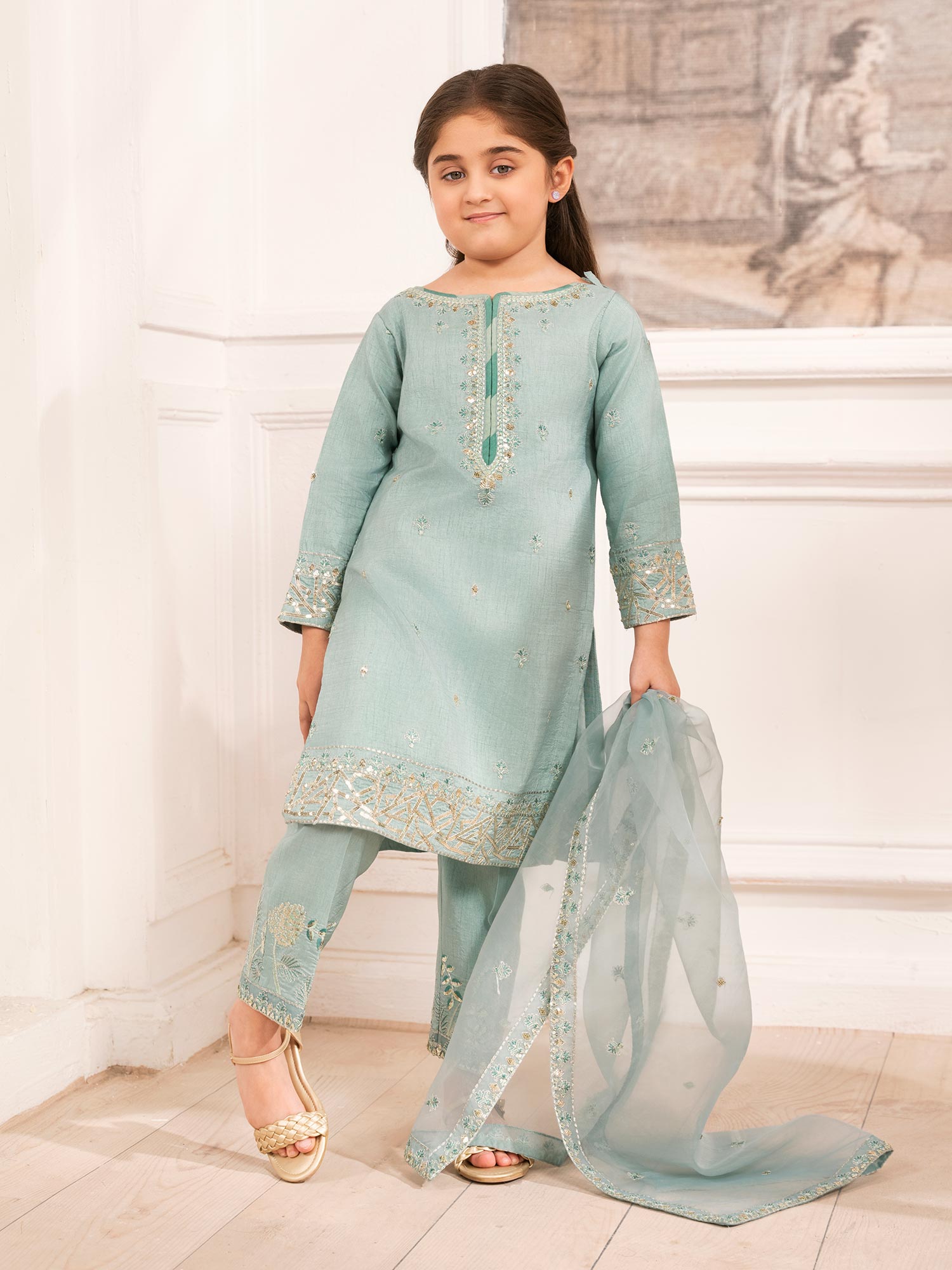 Zarqun Luxury Rawsilk 3-Piece Suit - Aqua (2528A)