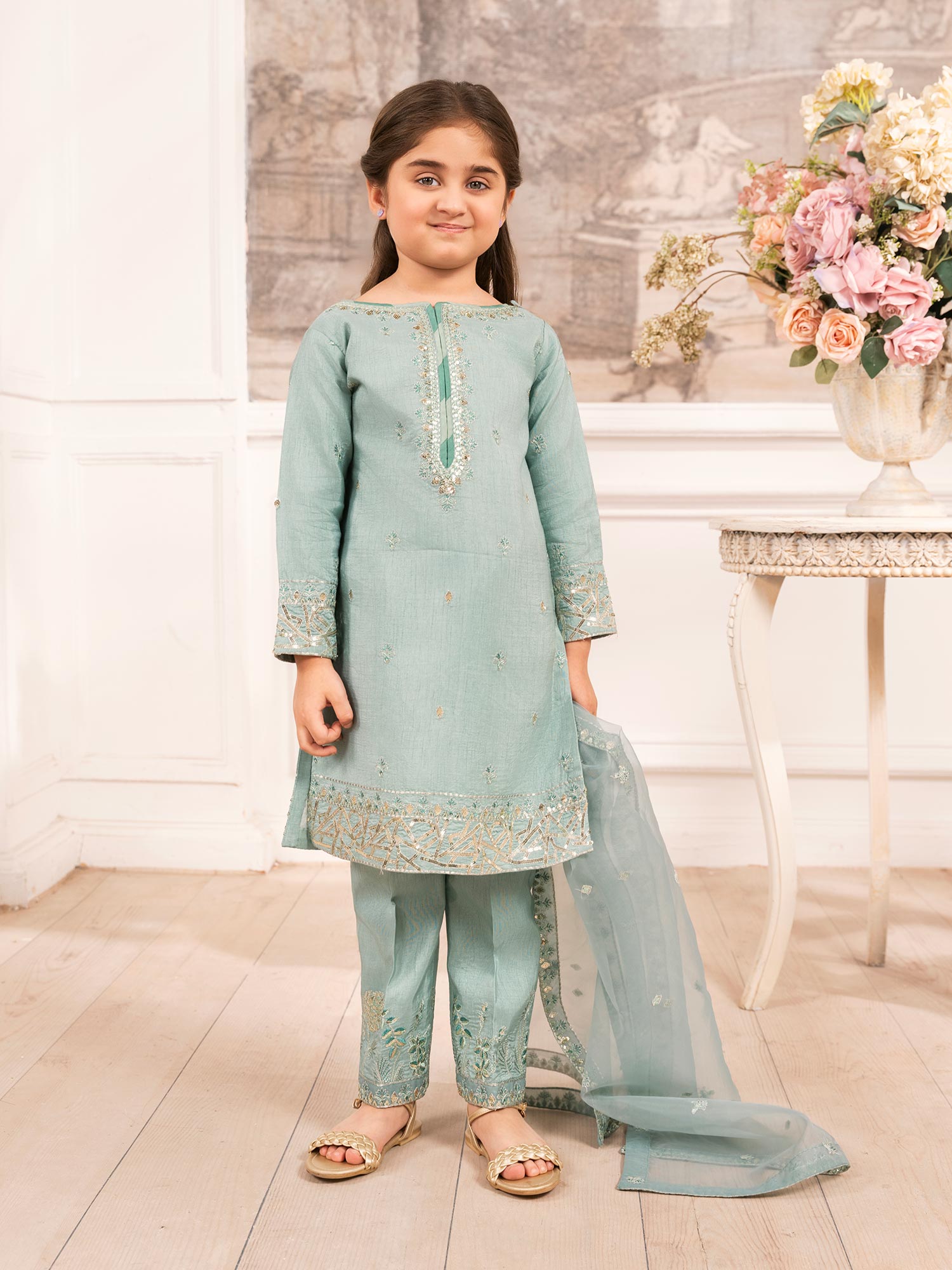 Zarqun Luxury Rawsilk 3-Piece Suit - Aqua (2528A)