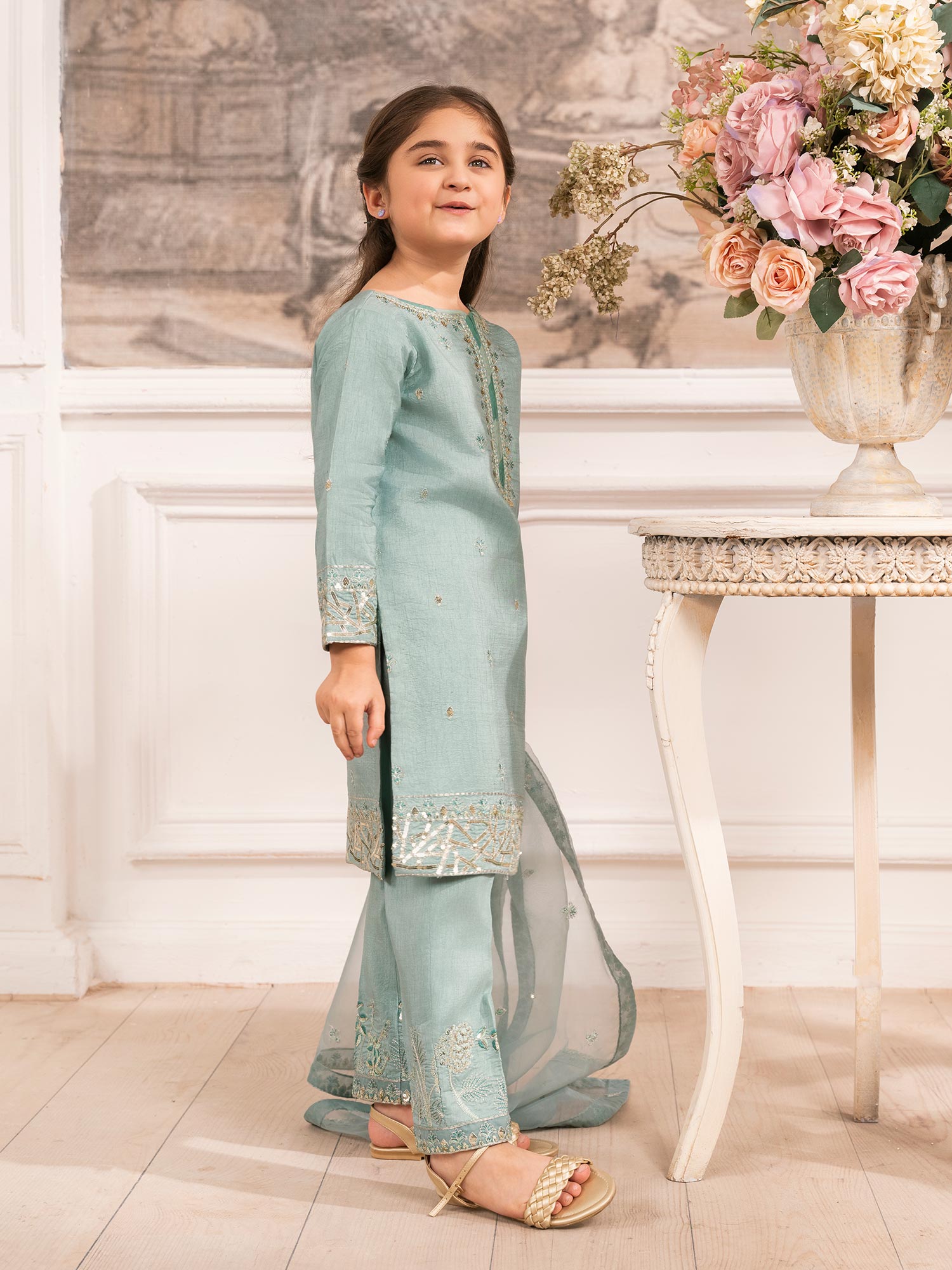 Zarqun Luxury Rawsilk 3-Piece Suit - Aqua (2528A)
