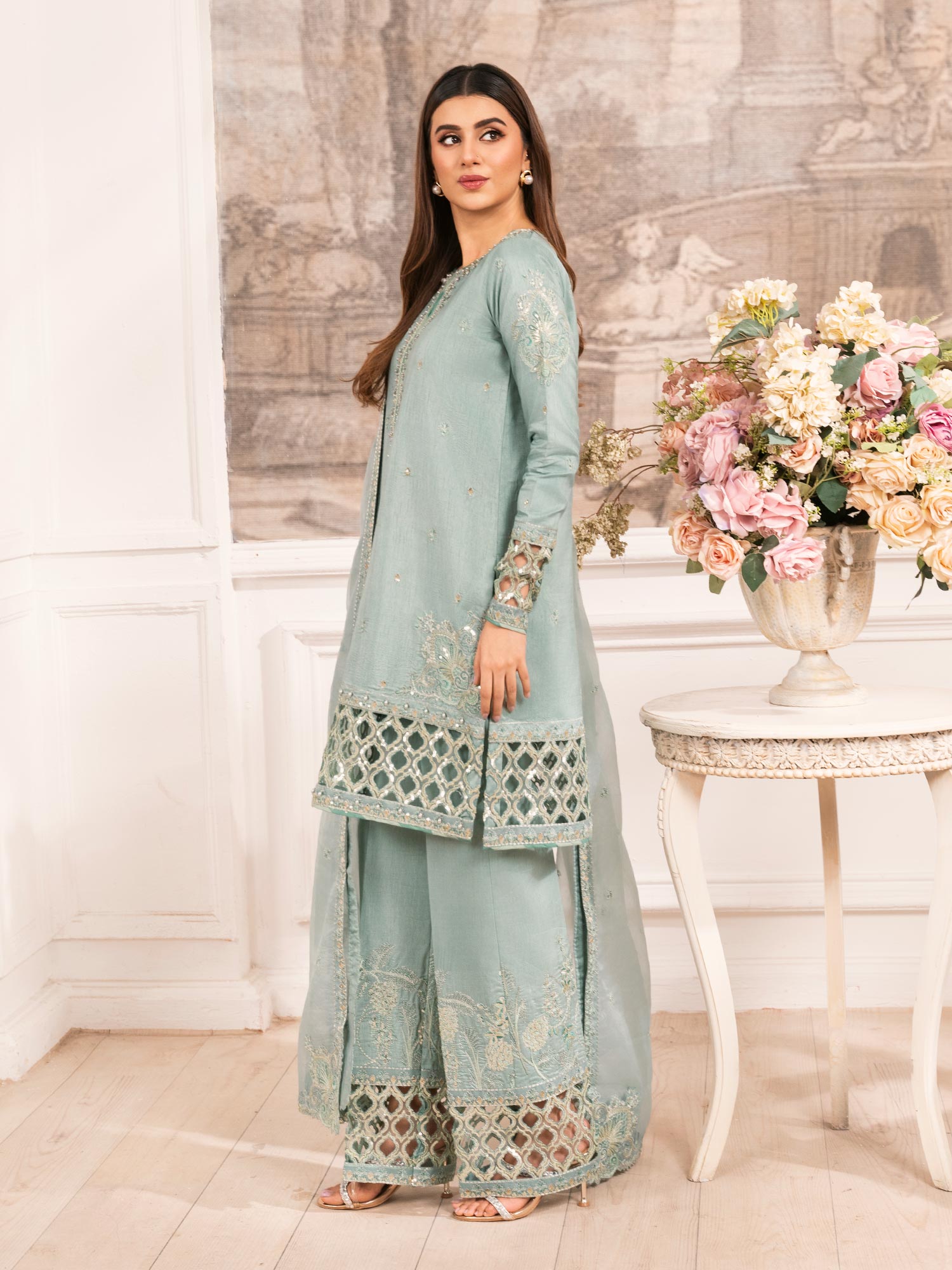 Zarqun Luxury Rawsilk 3-Piece Suit - Aqua (2528A)