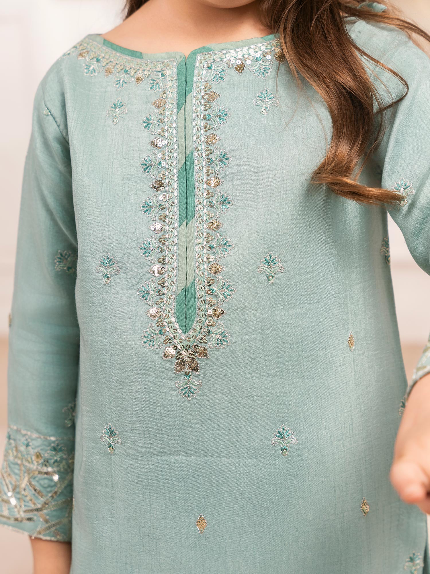 Zarqun Luxury Rawsilk 3-Piece Suit - Aqua (2528A)
