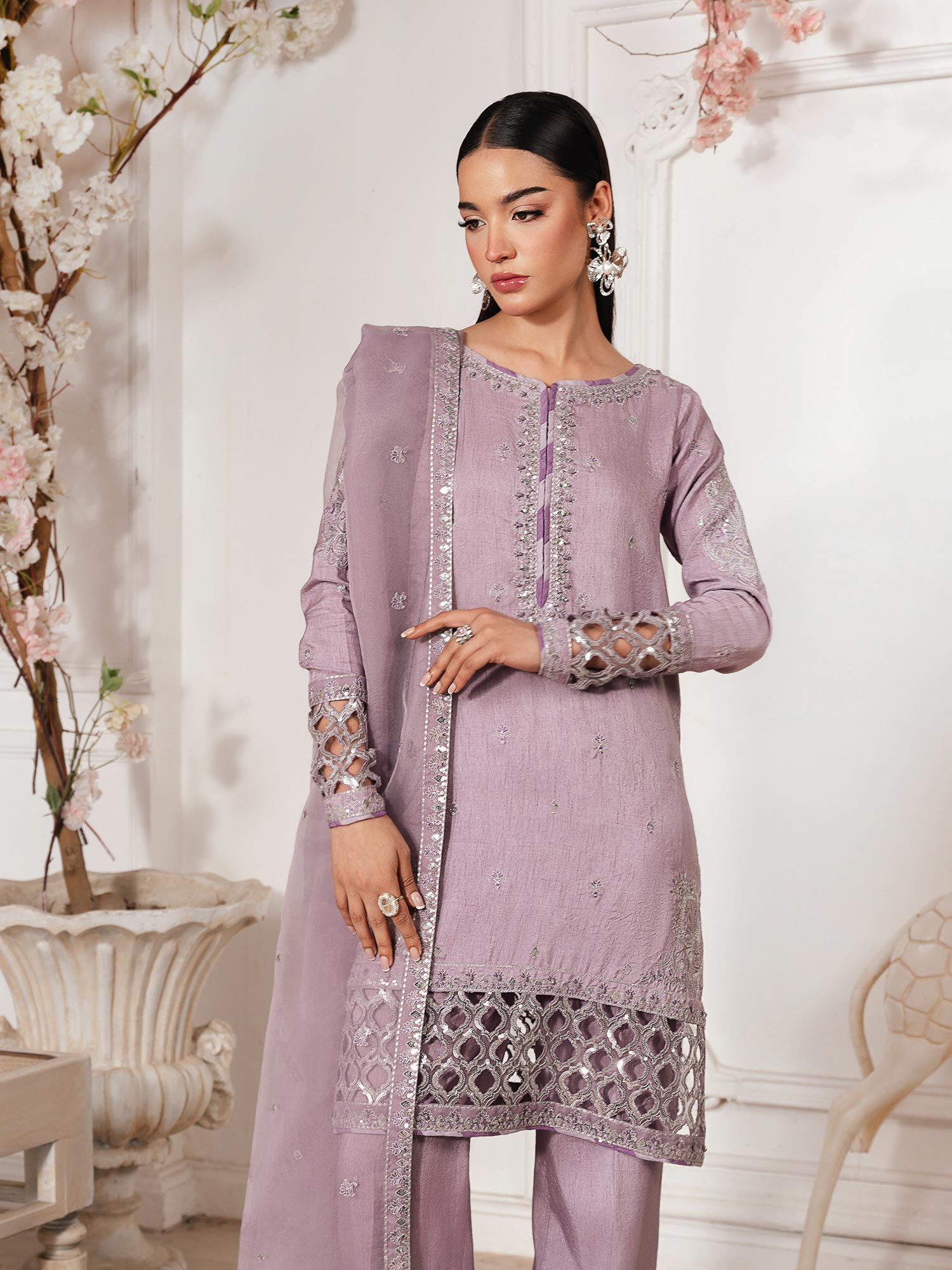 Zarqun Luxury Rawsilk 3-Piece Suit - Lilac (2528B)