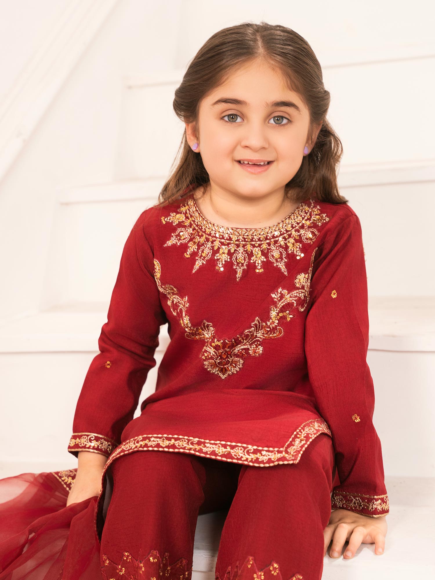 Zarqun Luxury Rawsilk 3-Piece Suit - Maroon (2529A)