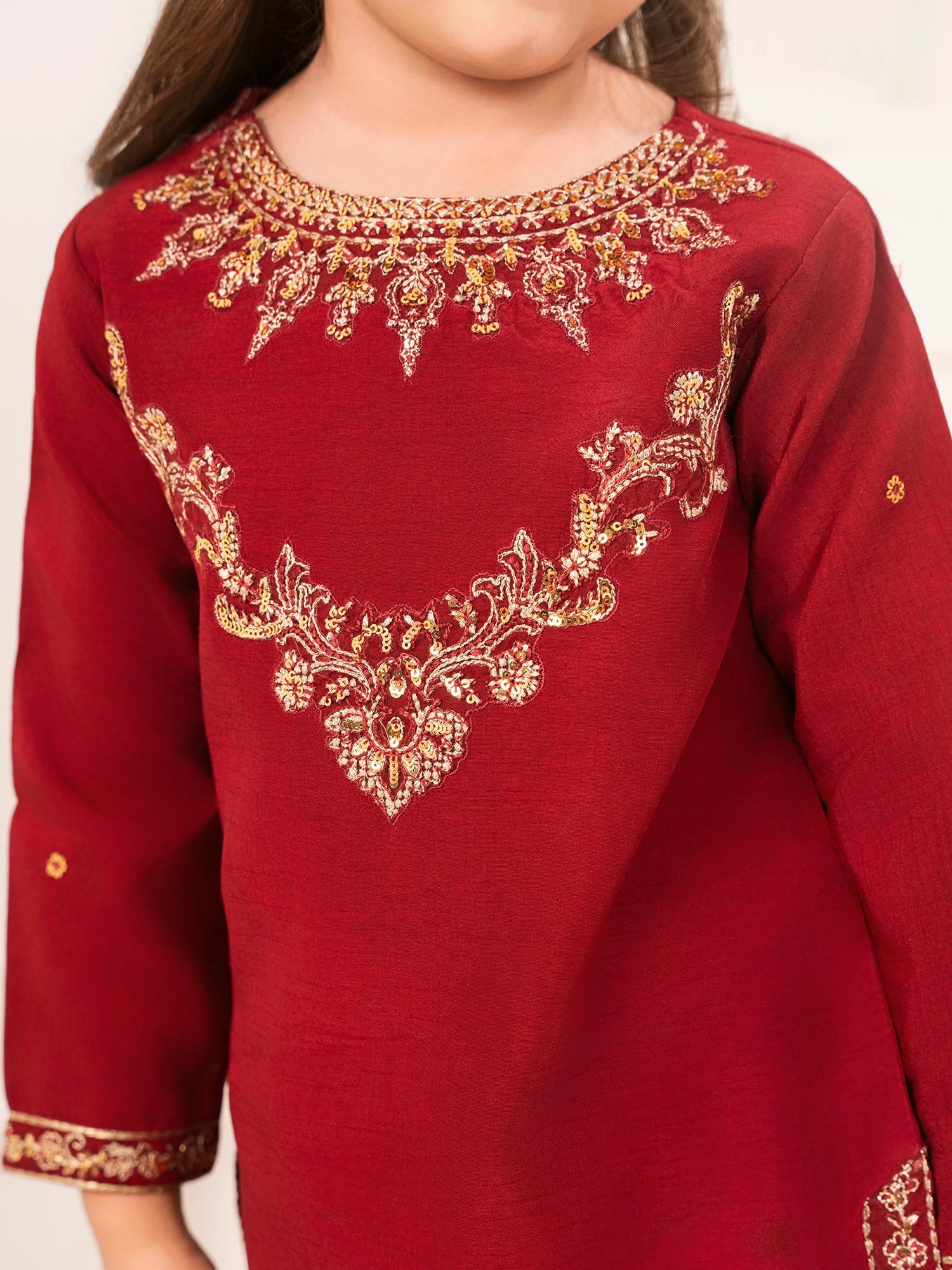 Zarqun Luxury Rawsilk 3-Piece Suit - Maroon (2529A)