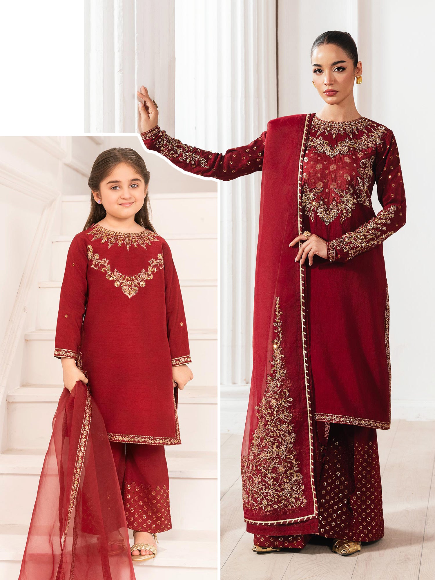 Zarqun Luxury Rawsilk 3-Piece Suit - Maroon (2529A)