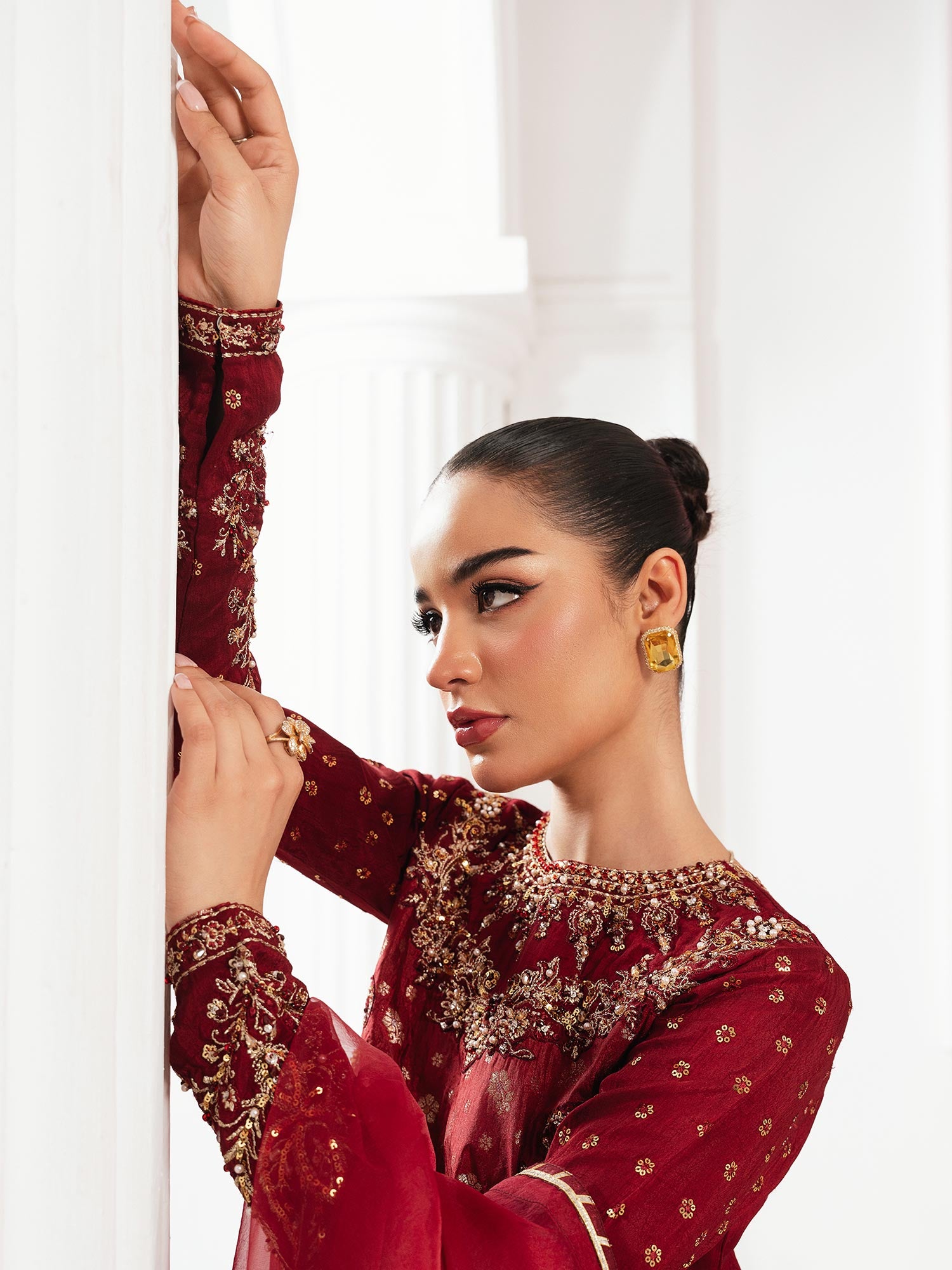 Zarqun Luxury Rawsilk 3-Piece Suit - Maroon (2529A)