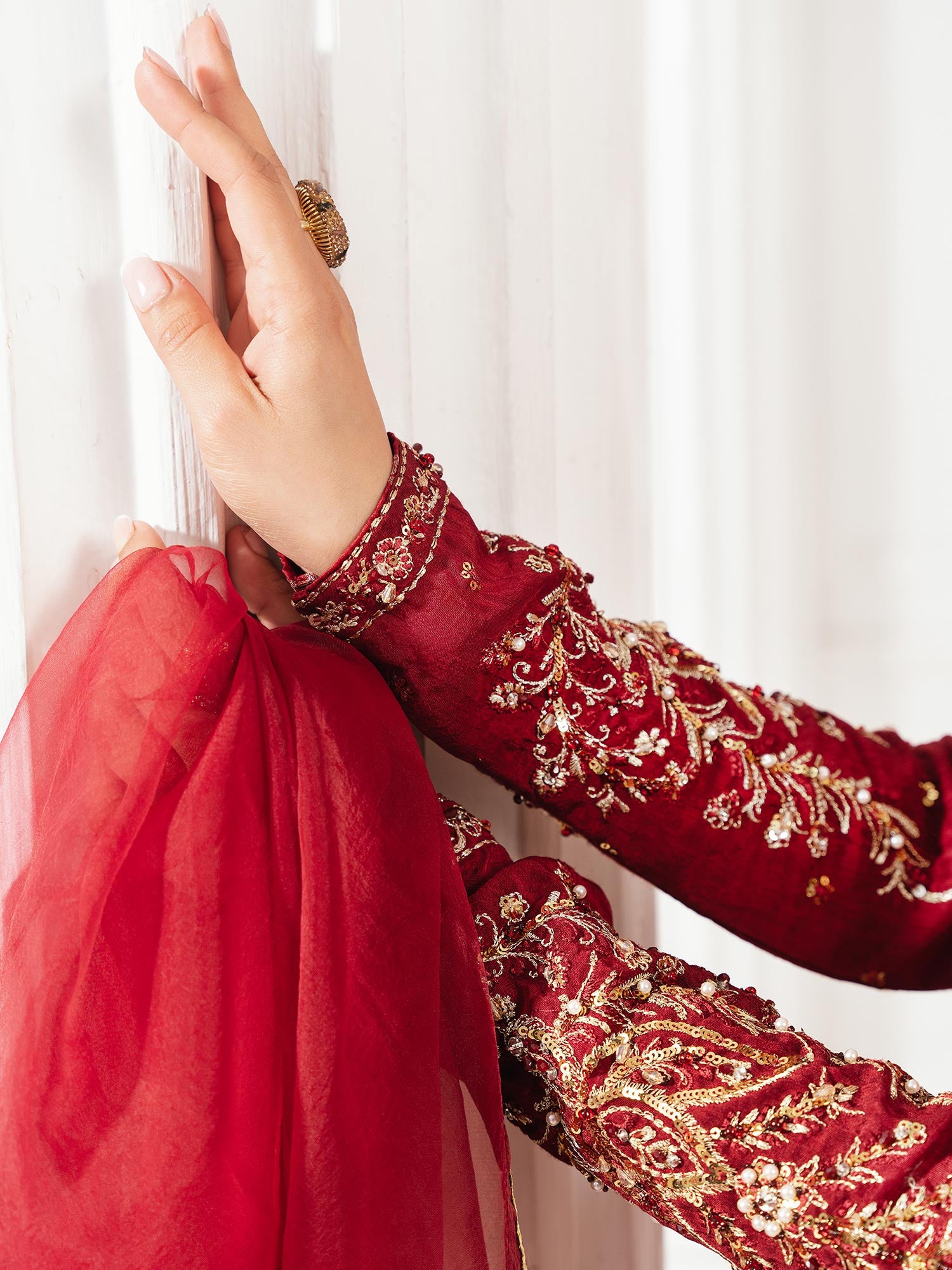 Zarqun Luxury Rawsilk 3-Piece Suit - Maroon (2529A)