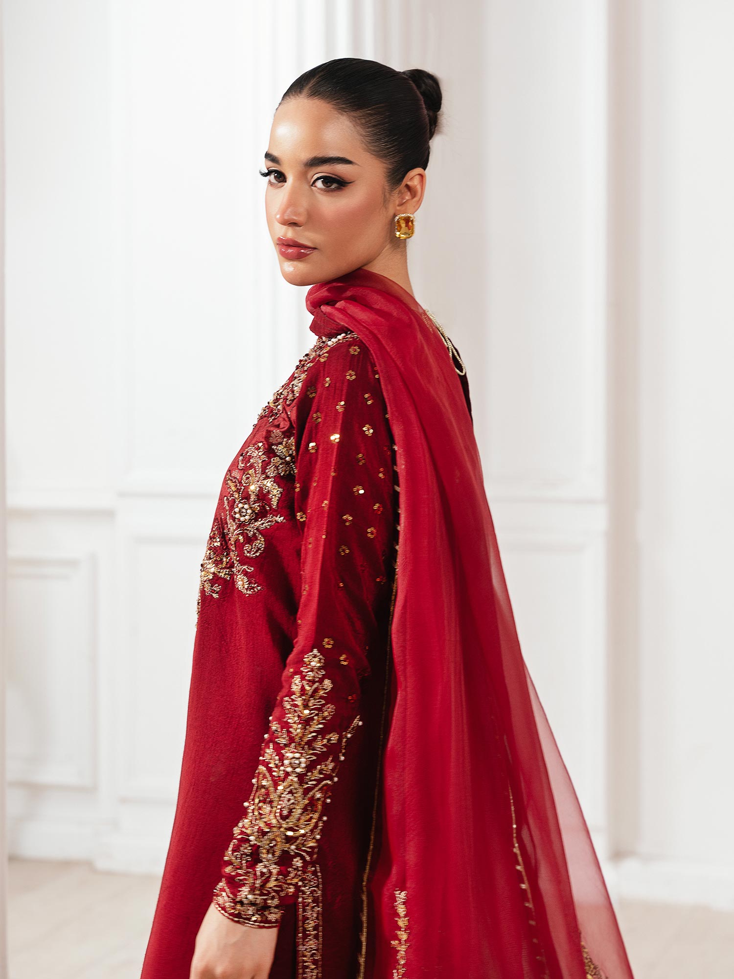 Zarqun Luxury Rawsilk 3-Piece Suit - Maroon (2529A)