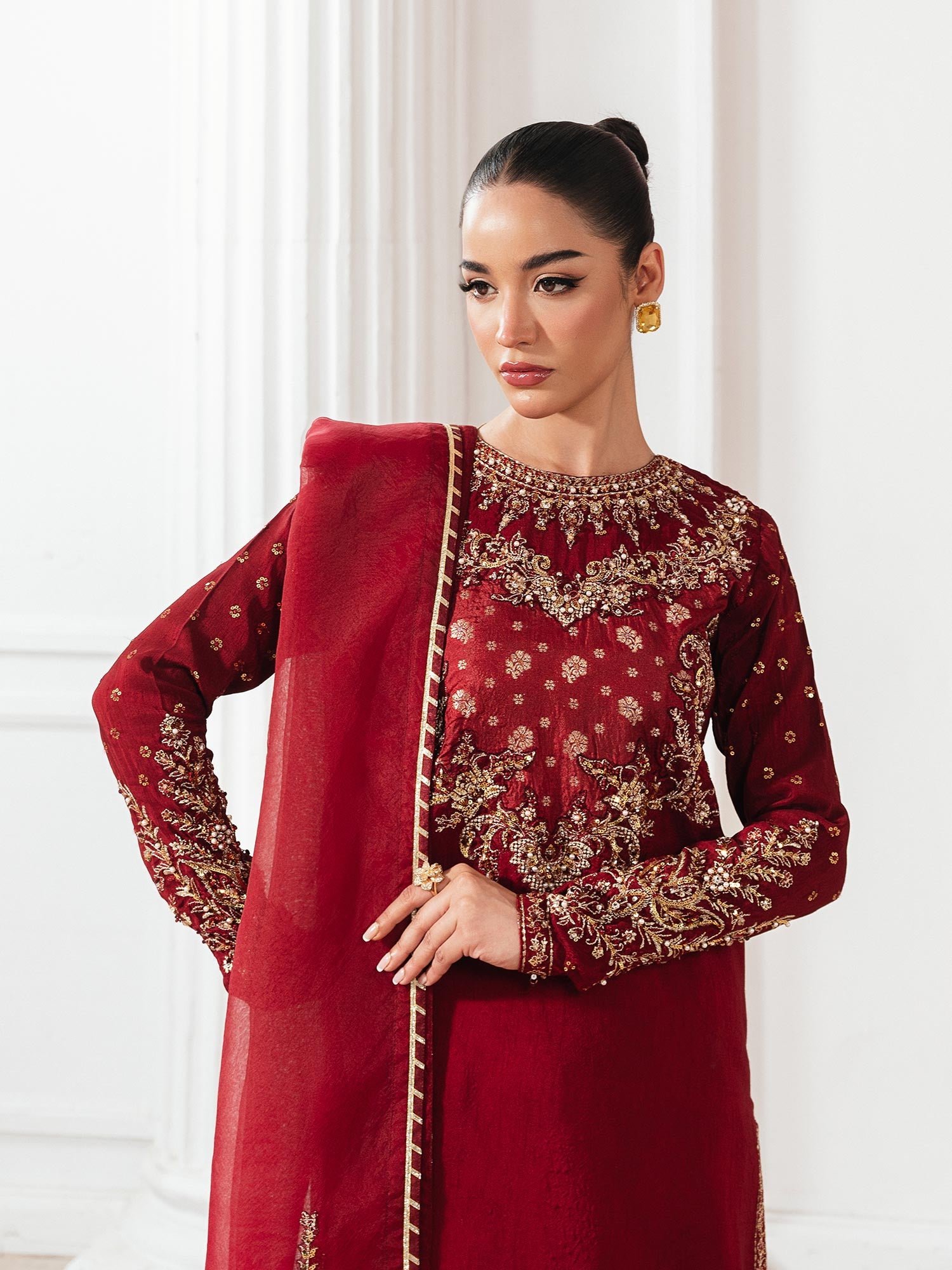 Zarqun Luxury Rawsilk 3-Piece Suit - Maroon (2529A)