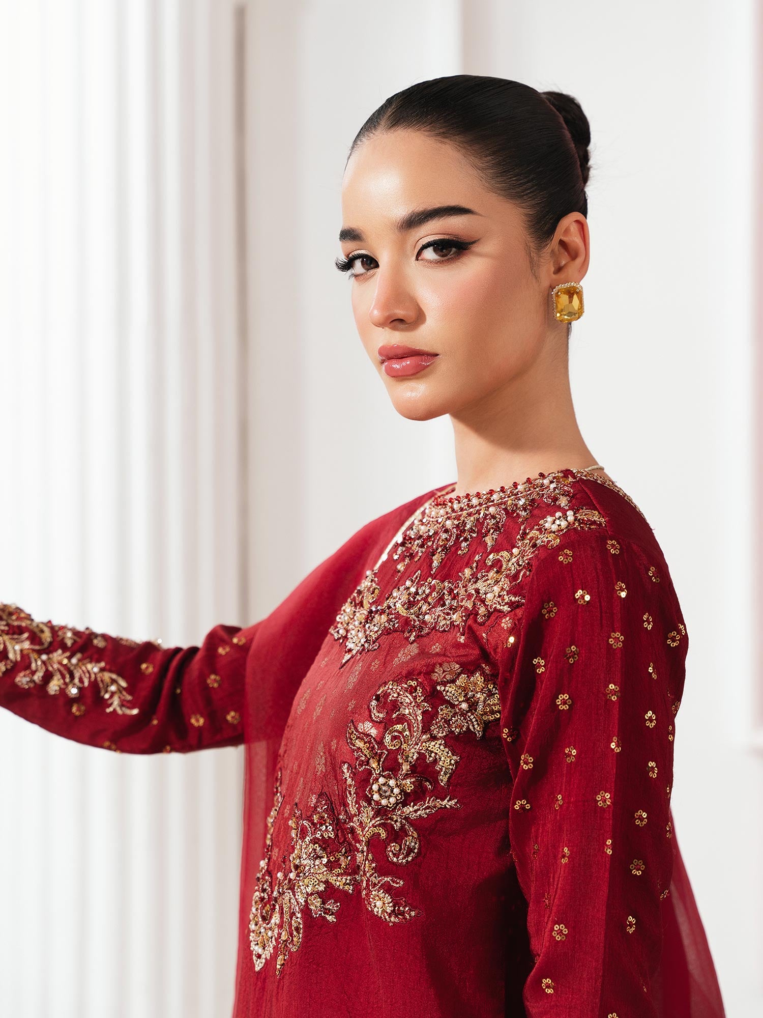 Zarqun Luxury Rawsilk 3-Piece Suit - Maroon (2529A)