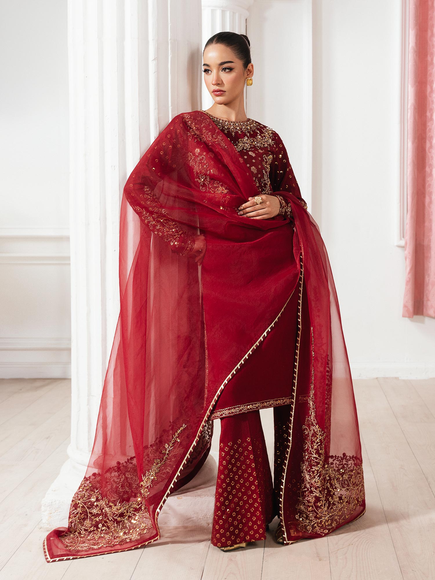 Zarqun Luxury Rawsilk 3-Piece Suit - Maroon (2529A)