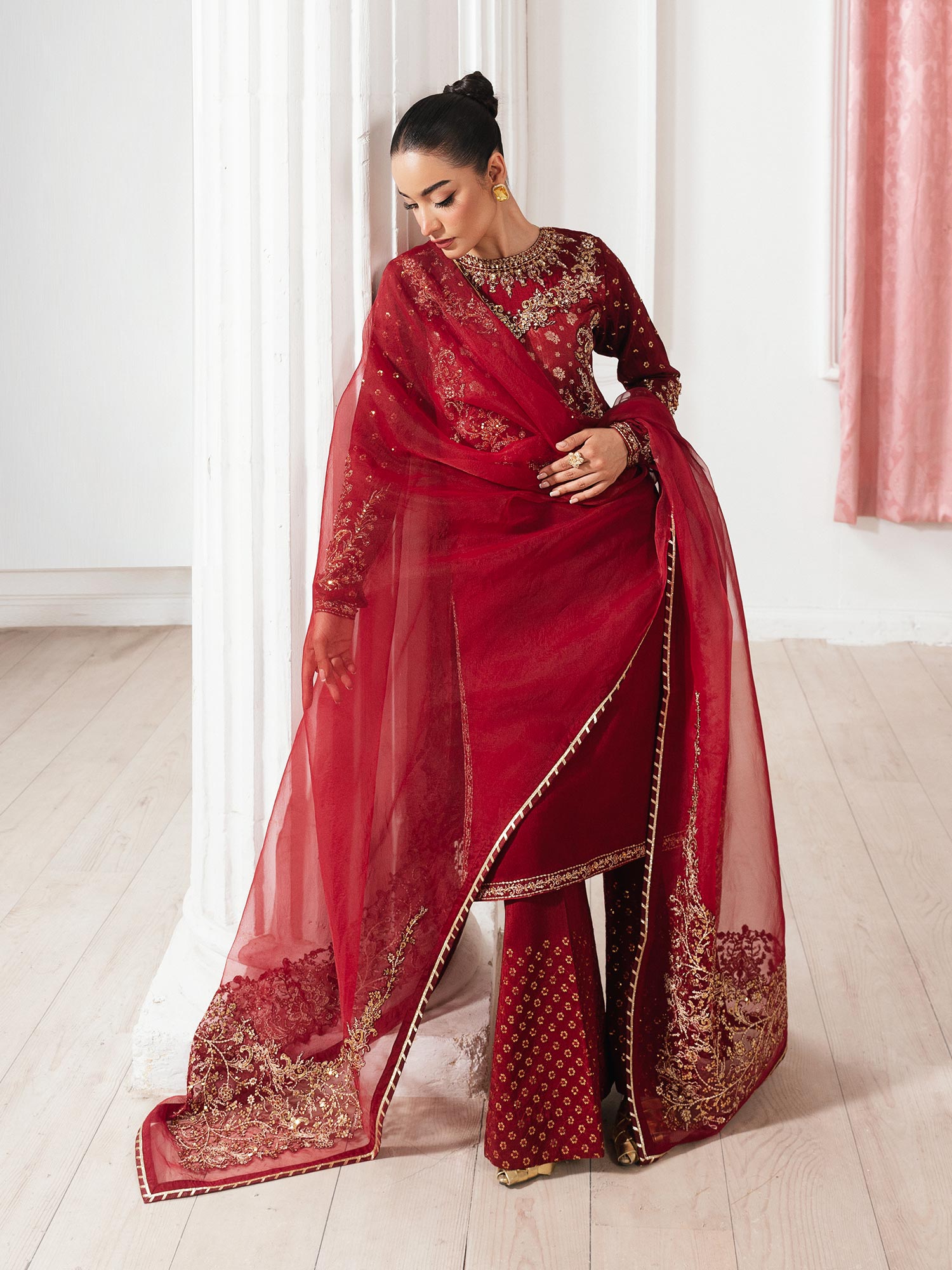 Zarqun Luxury Rawsilk 3-Piece Suit - Maroon (2529A)