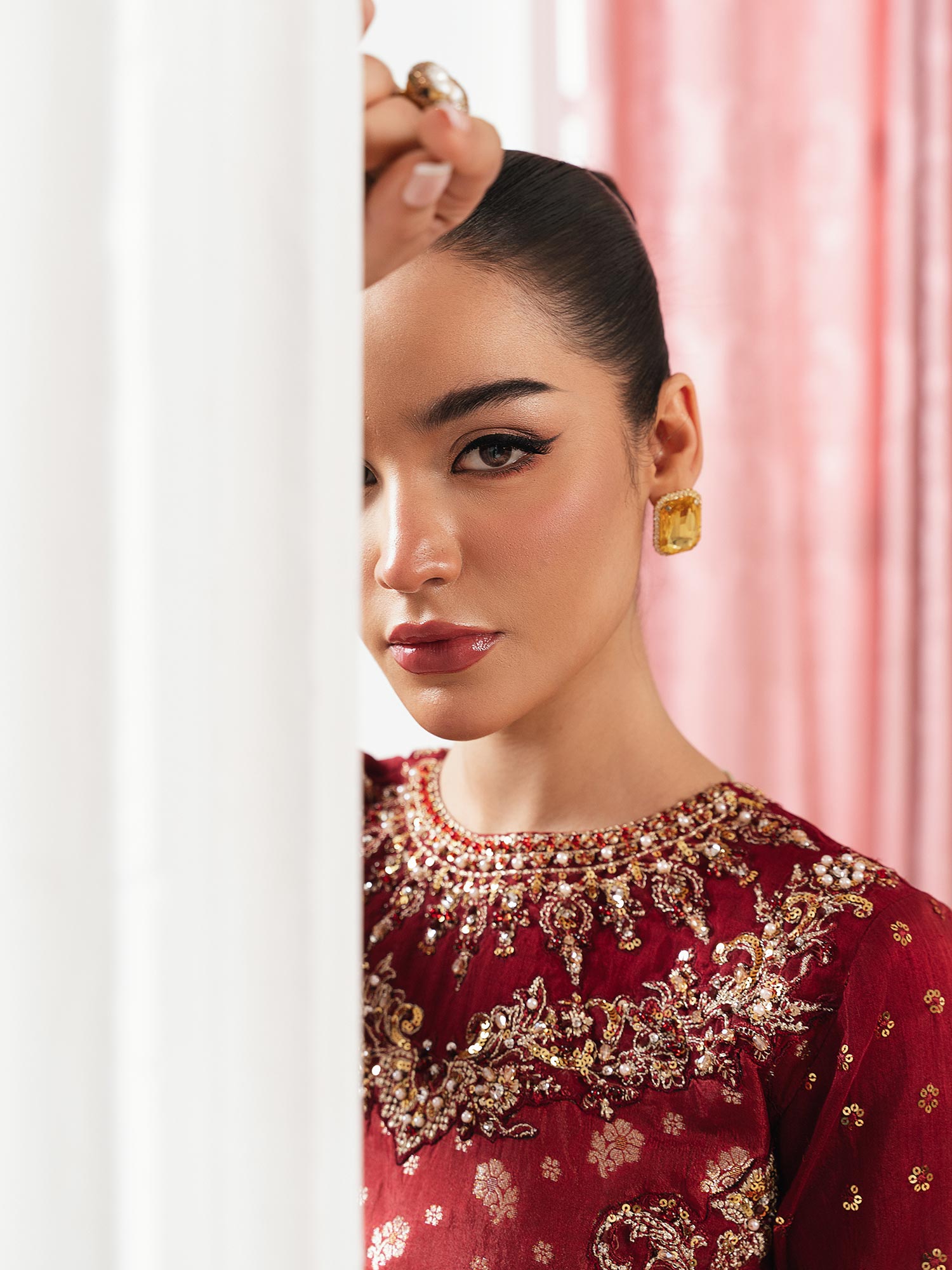 Zarqun Luxury Rawsilk 3-Piece Suit - Maroon (2529A)