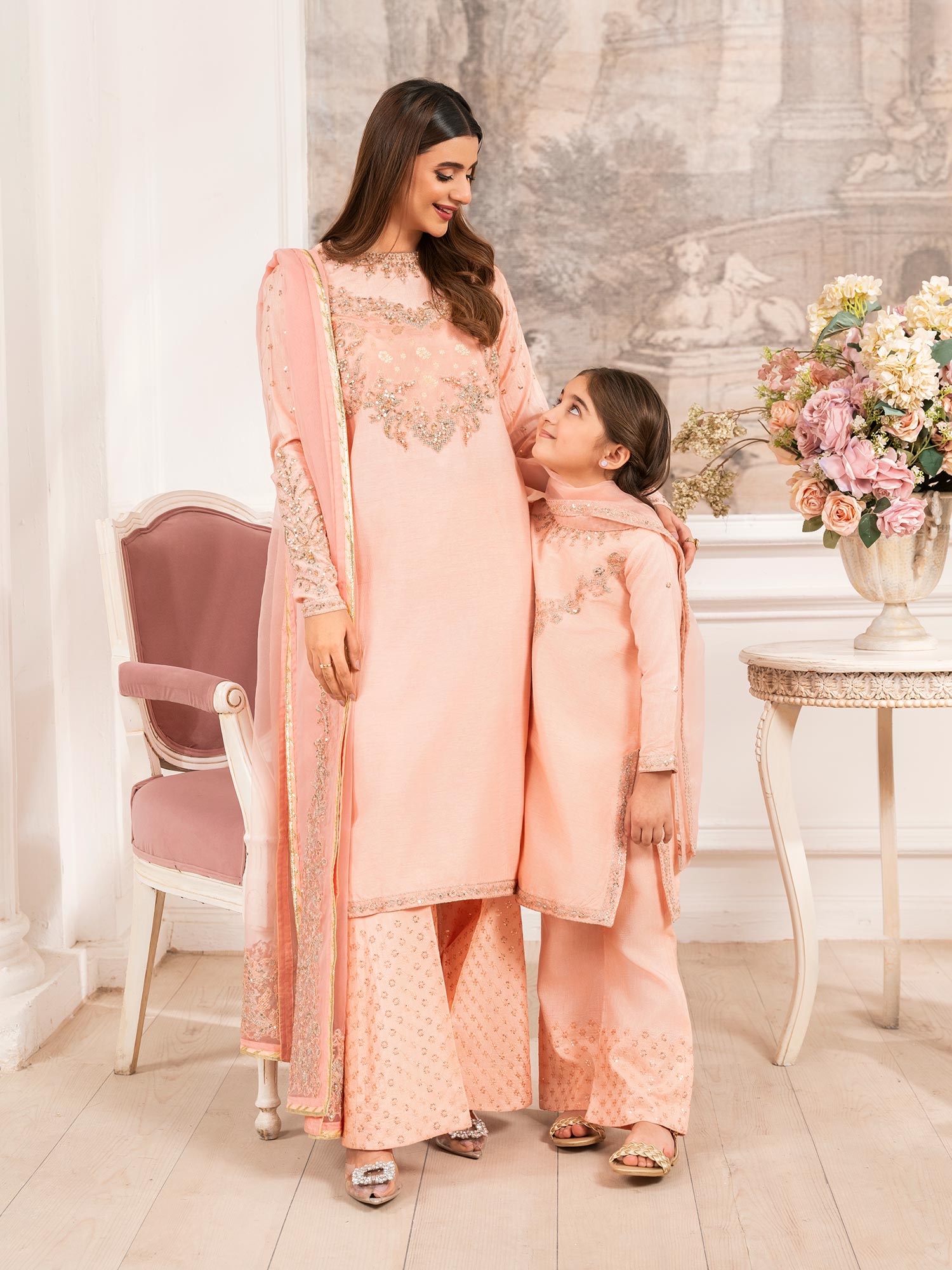 Zarqun Luxury Rawsilk 3-Piece Suit - Peach (2529B)