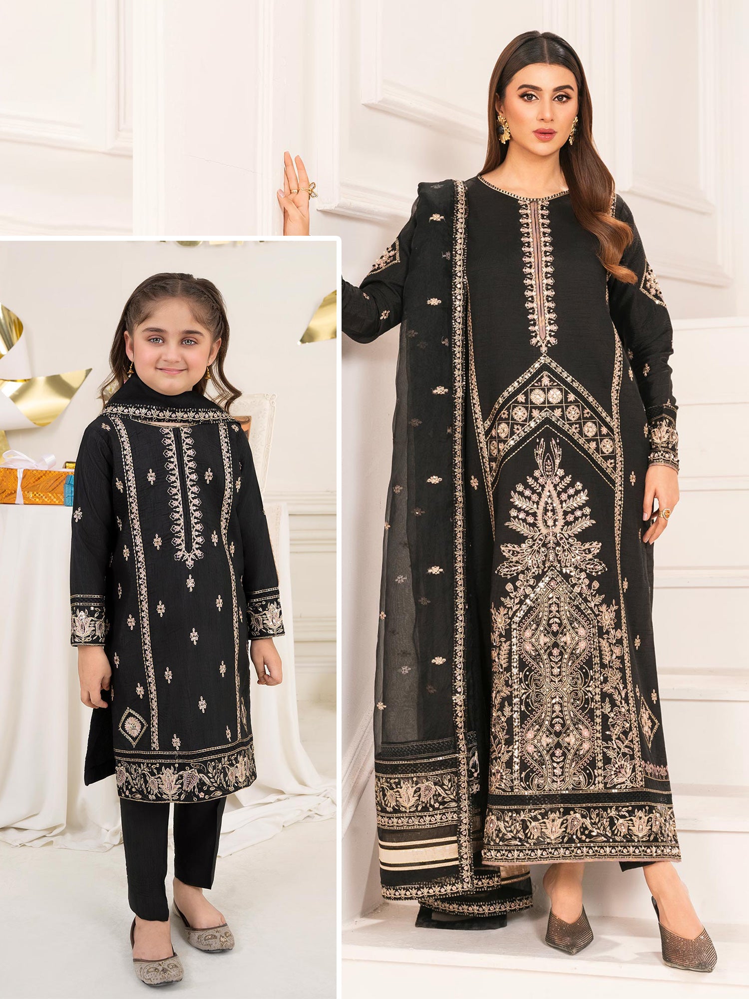 Zarqun Luxury Rawsilk 3-Piece Suit - Black (2530A)