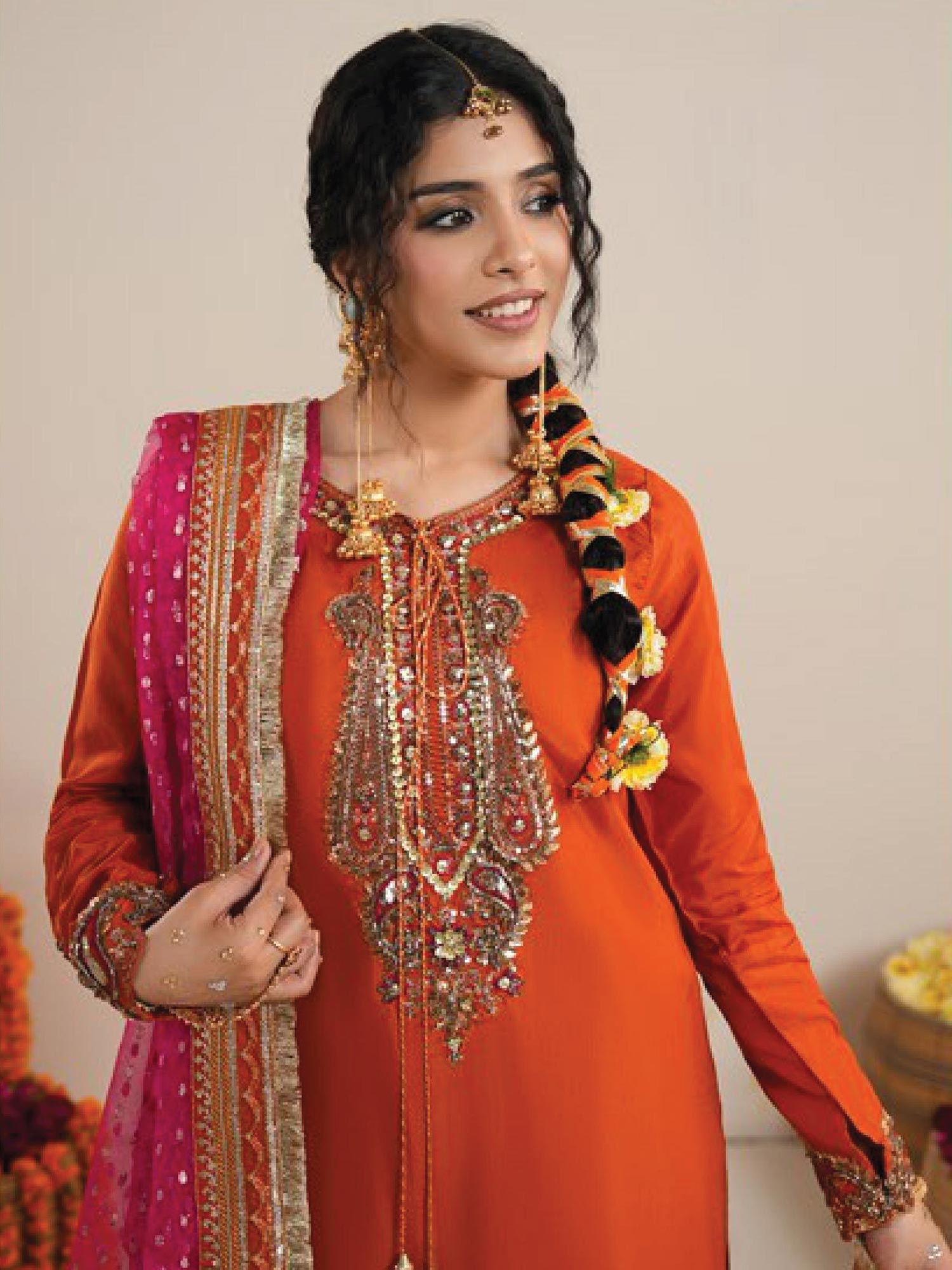 Raniya.H "Roshni" Raw Silk Wedding Edit (2608A) - Rust Orange