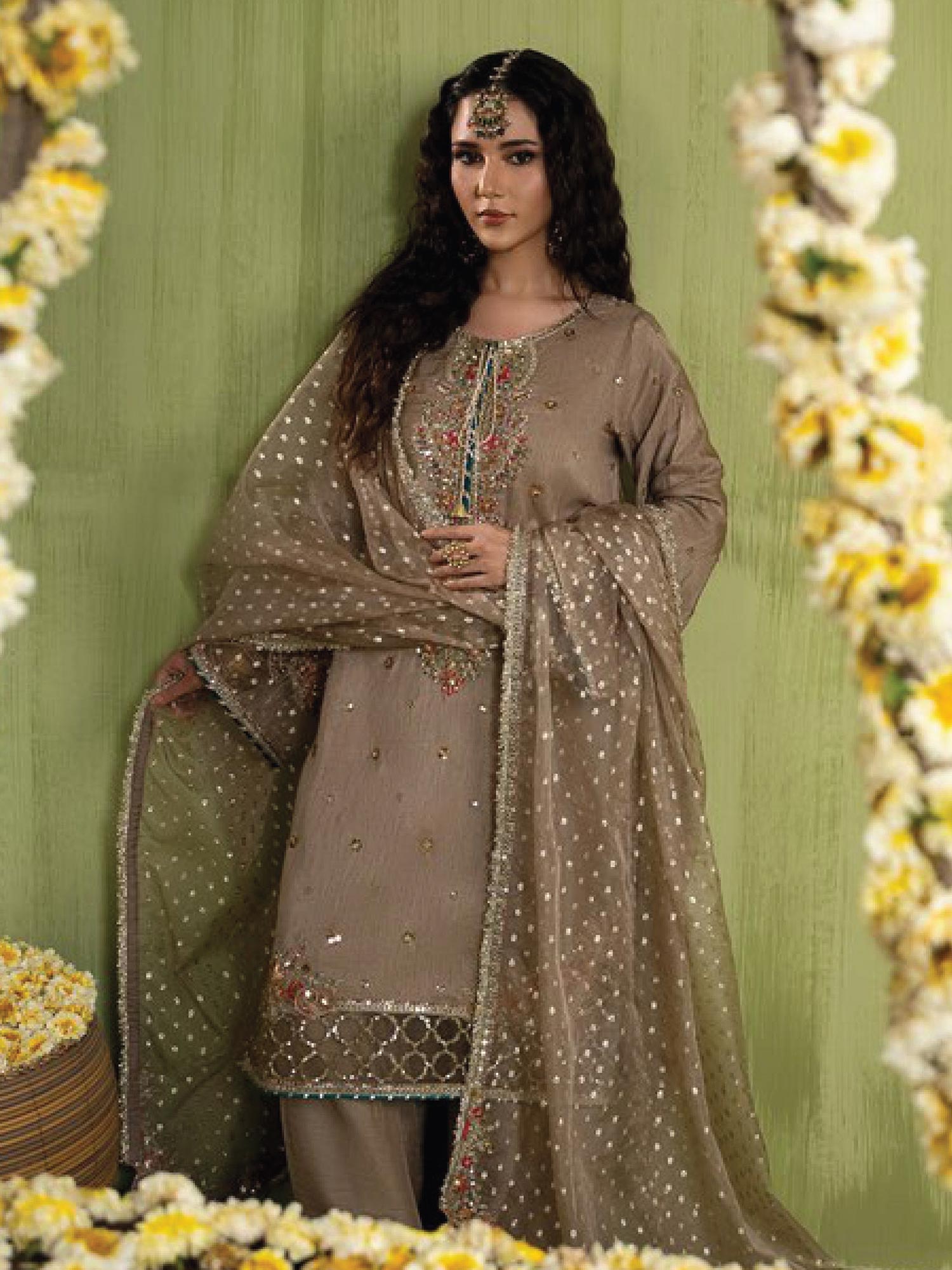 Raniya.H "Roshni" Raw Silk Wedding Edit (2610B) - Brown