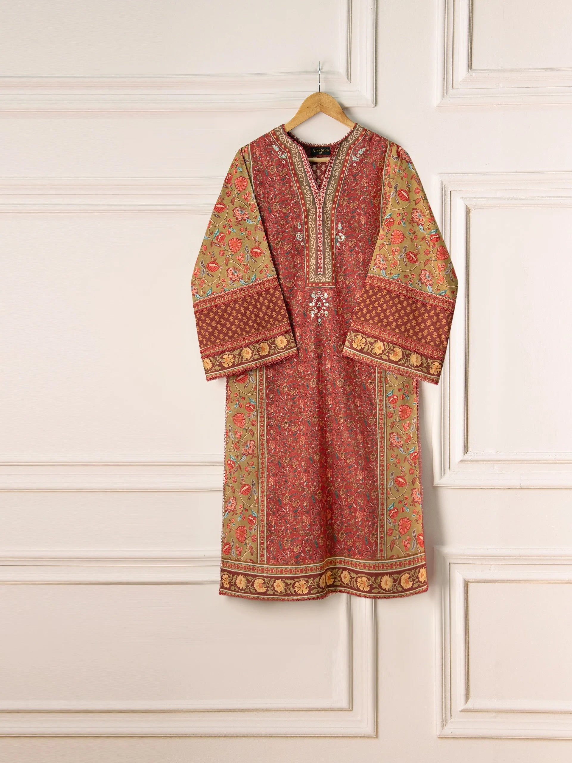 Agha Noor Red Cambric 2-Piece (Shirt + Dupatta)