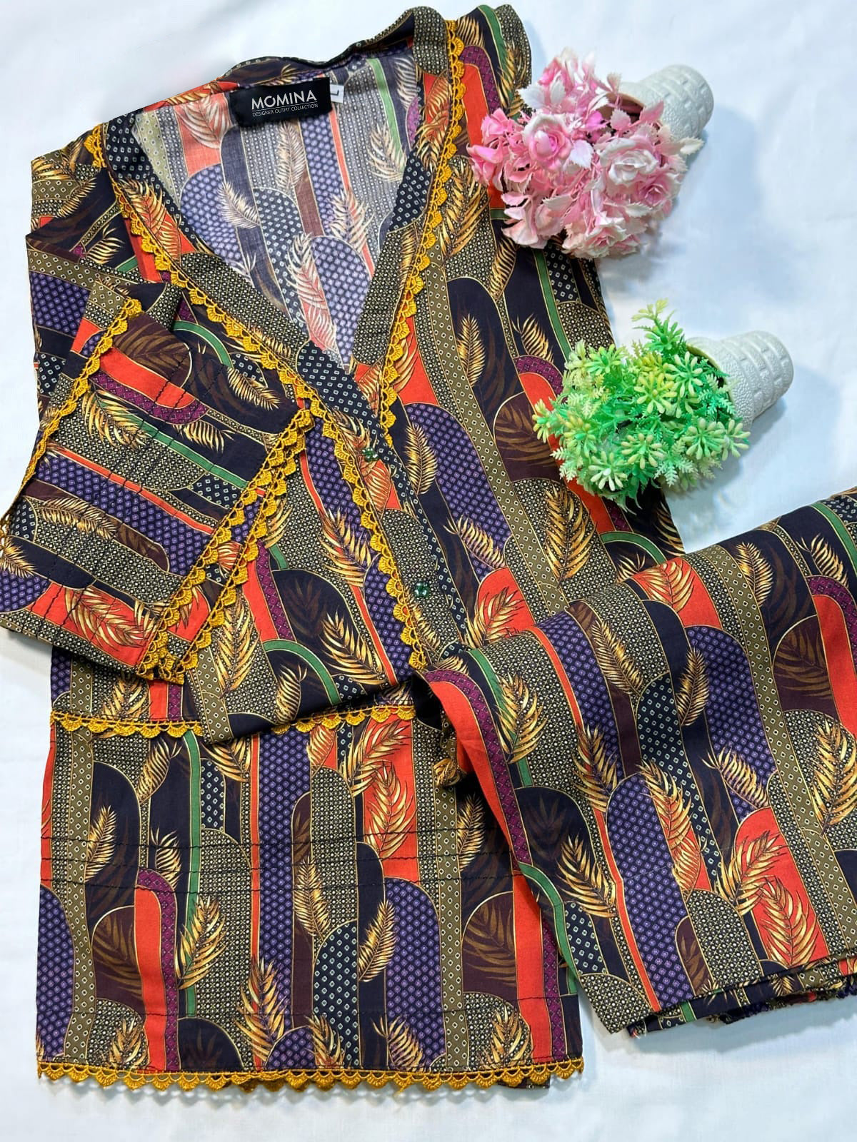 Multi Casual Winter Linen 2-Piece Suit