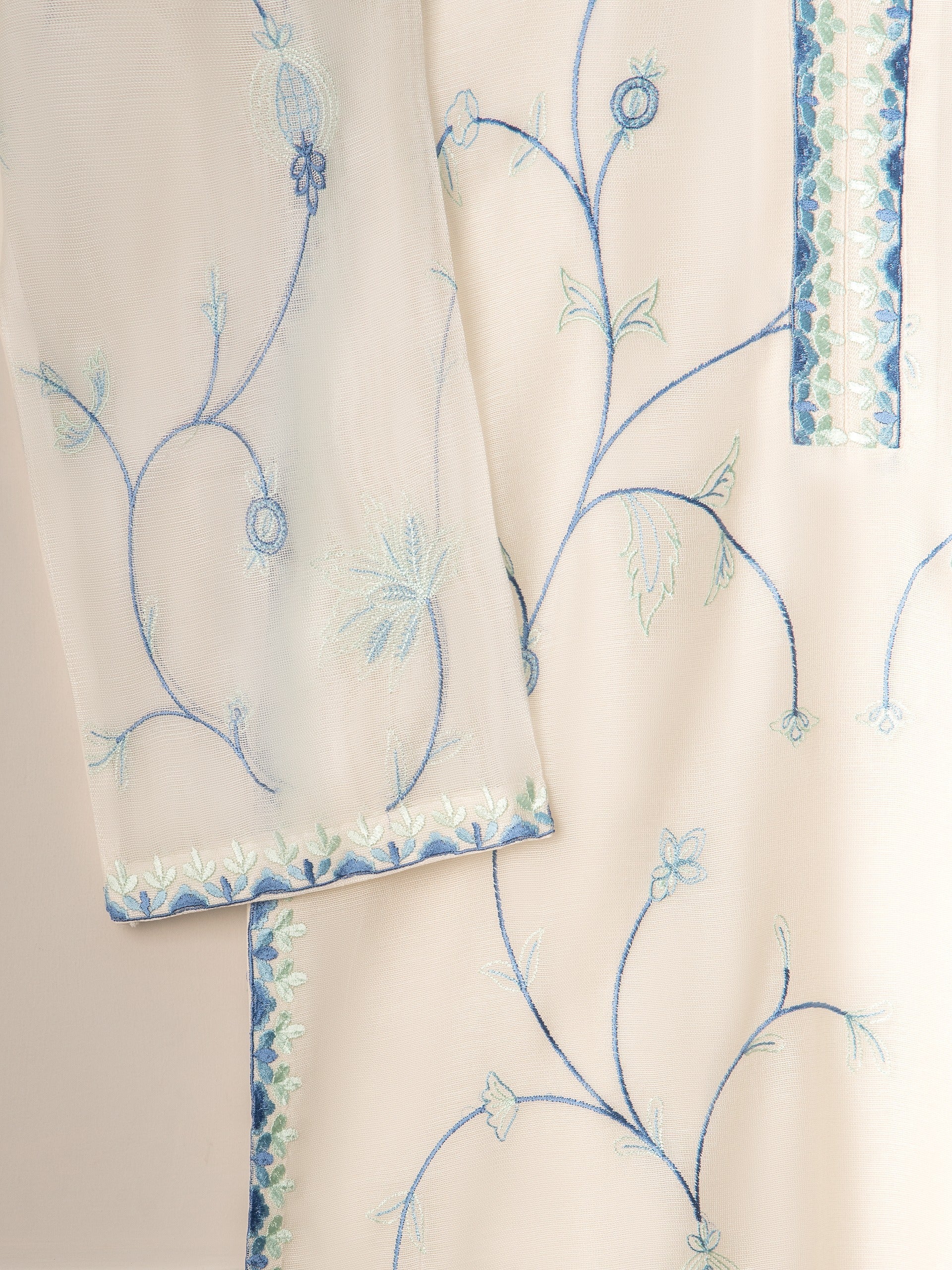 Agha Noor Off-White Embroidered Cotton Net 3-Piece Suit