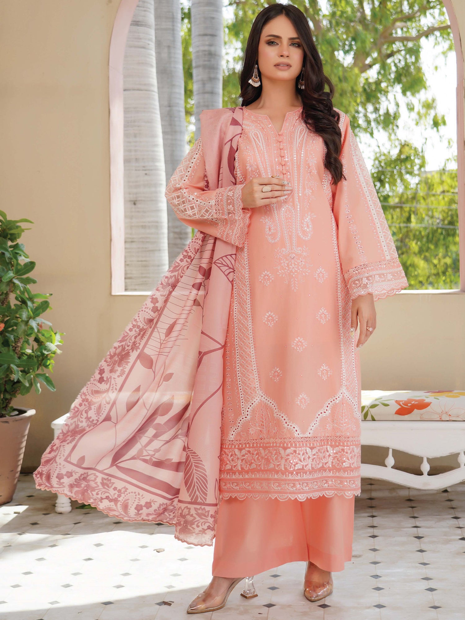Munira Embroidered Lawn Suit (Vol.49 - D01) - Blush Peach