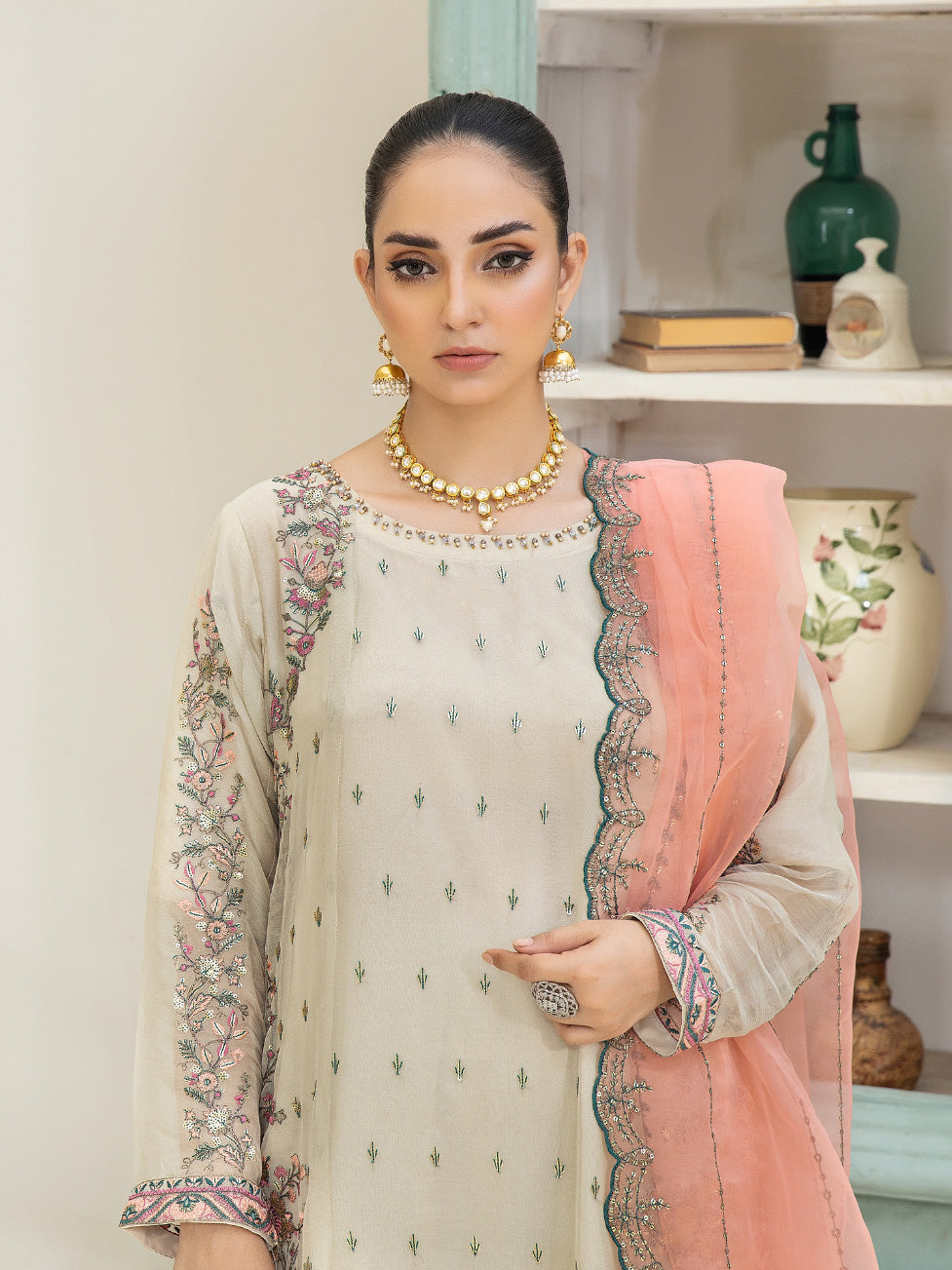Moonlit Mirage Embroidered Chiffon 3-Piece Suit