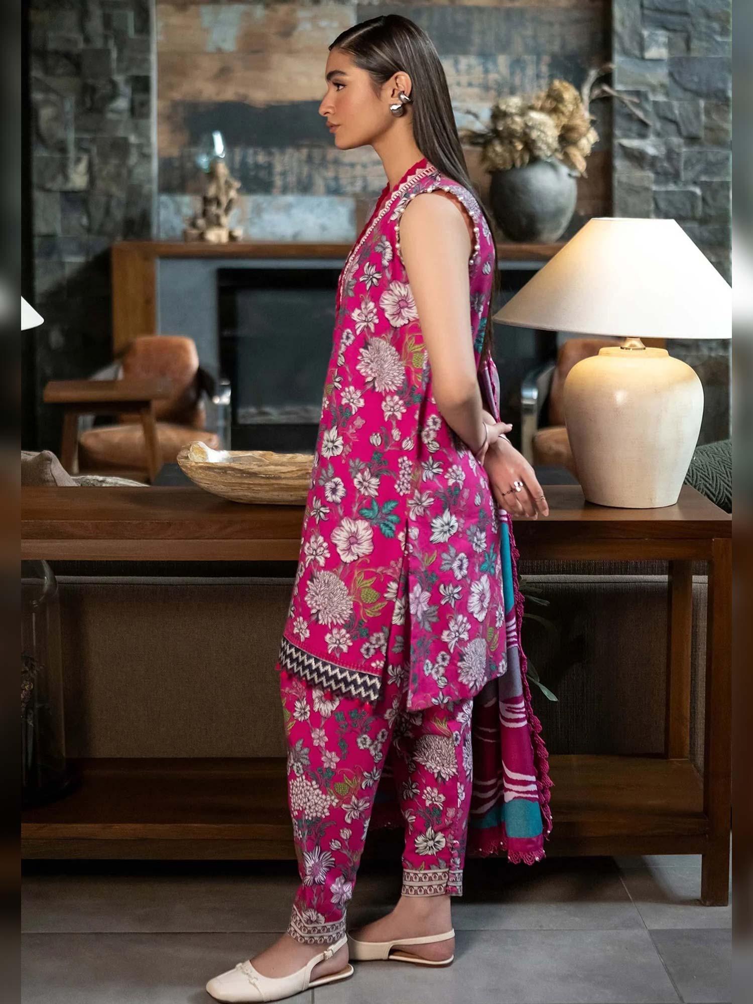 Maria.B Unstitched M.Basics Khaddar Suit (504-A) - Pink