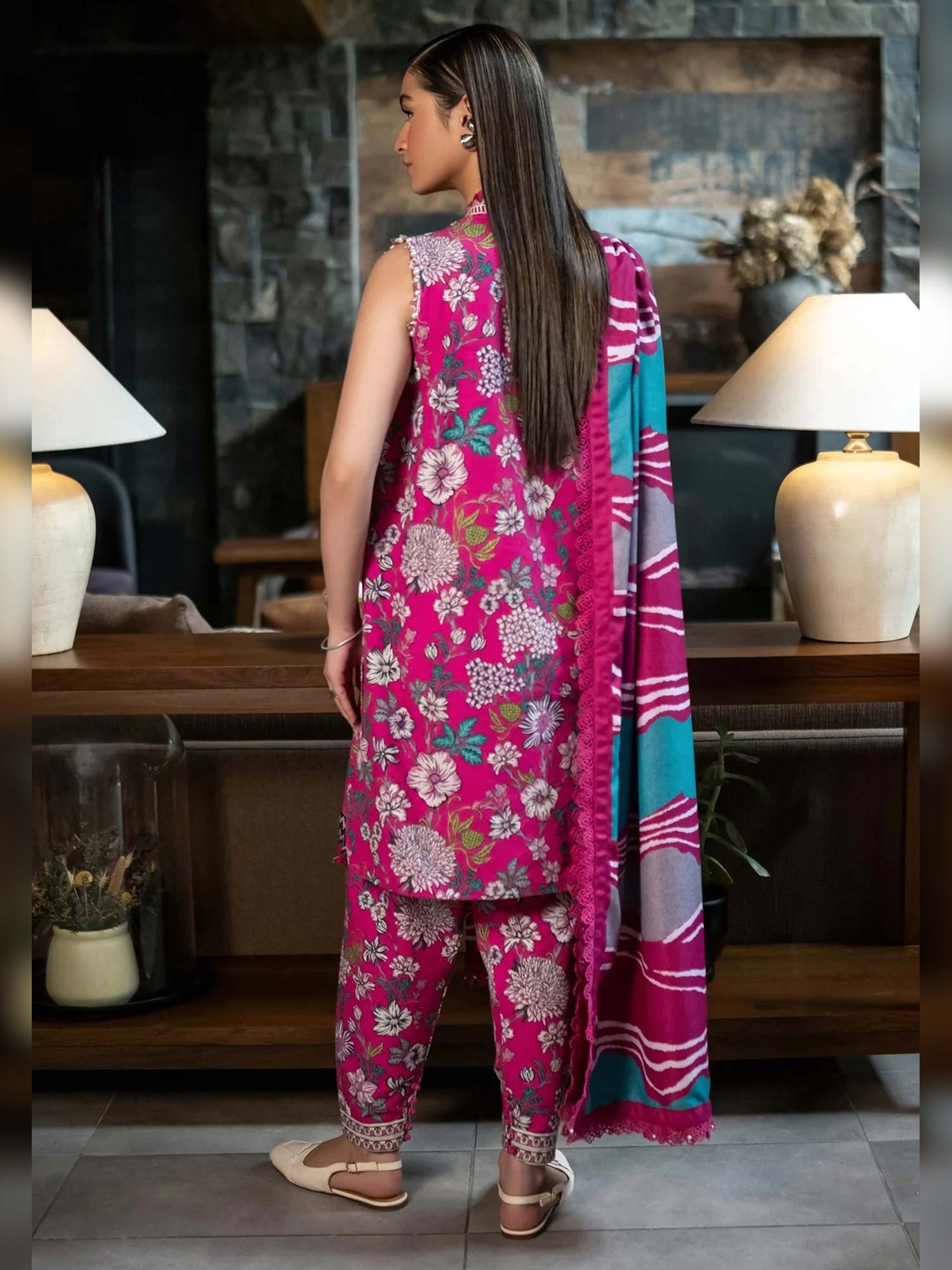 Maria.B Unstitched M.Basics Khaddar Suit (504-A) - Pink