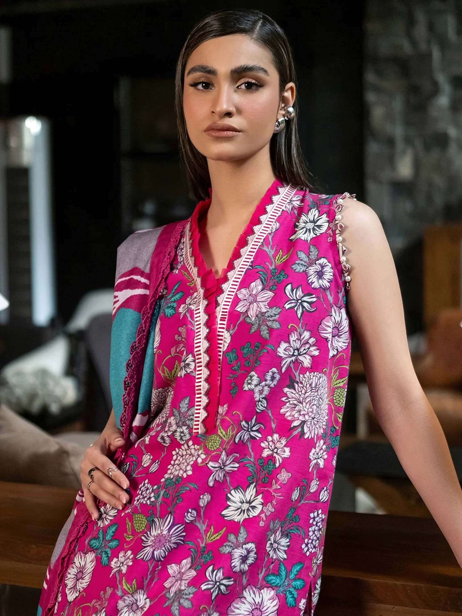 Maria.B Unstitched M.Basics Khaddar Suit (504-A) - Pink