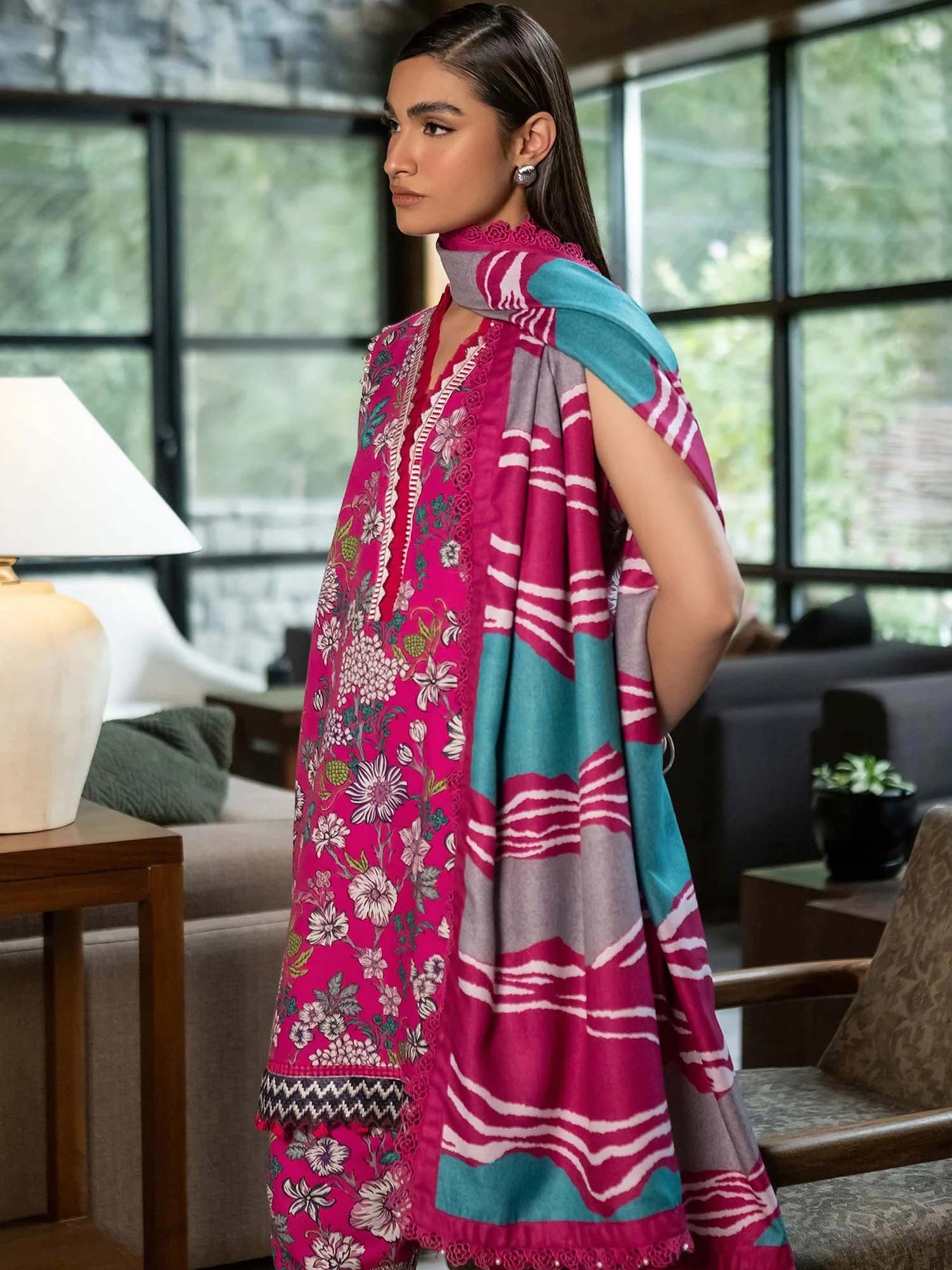 Maria.B Unstitched M.Basics Khaddar Suit (504-A) - Pink