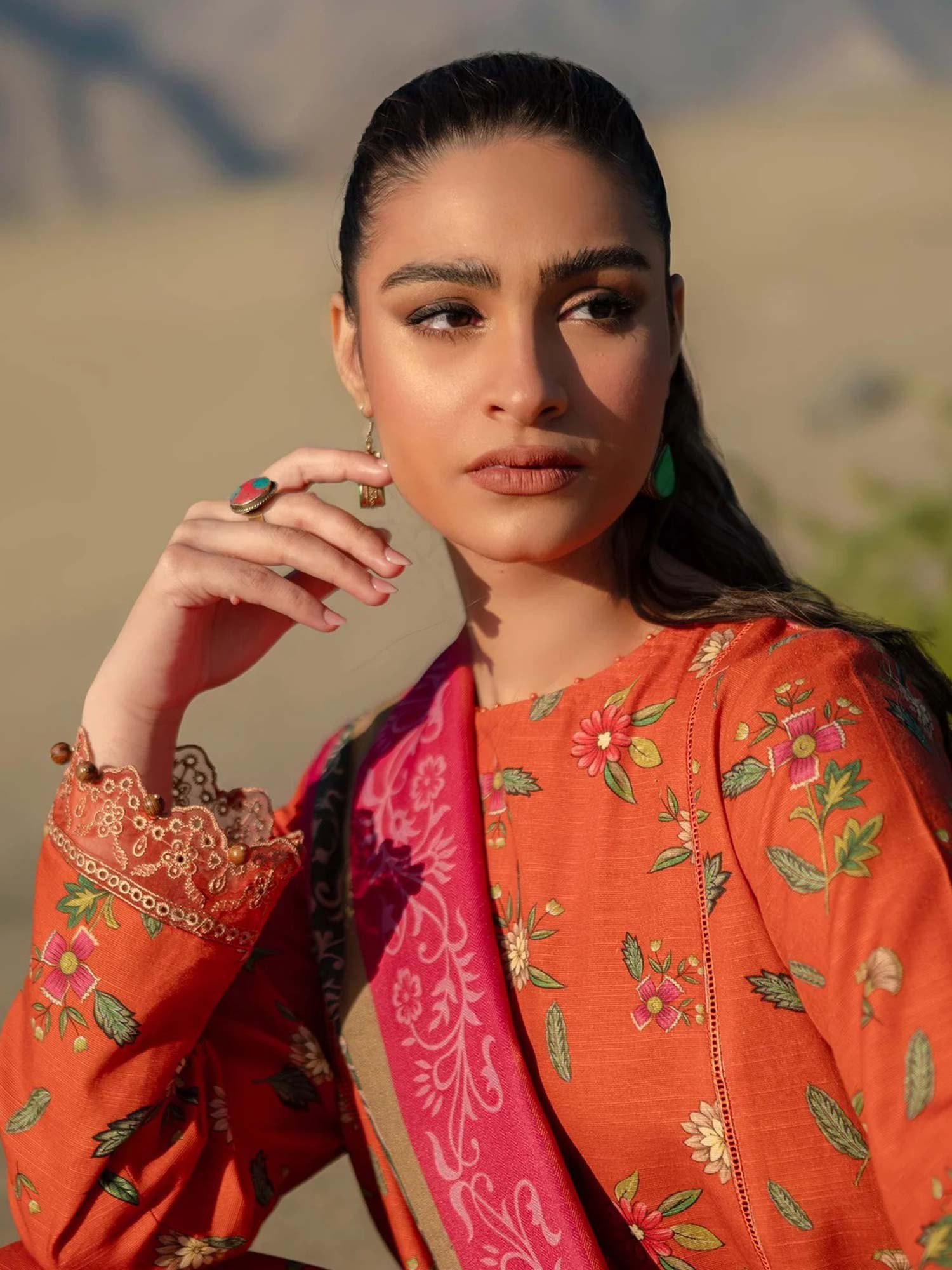 Maria.B Unstitched M.Basics Khaddar Suit (505-B) - Orange
