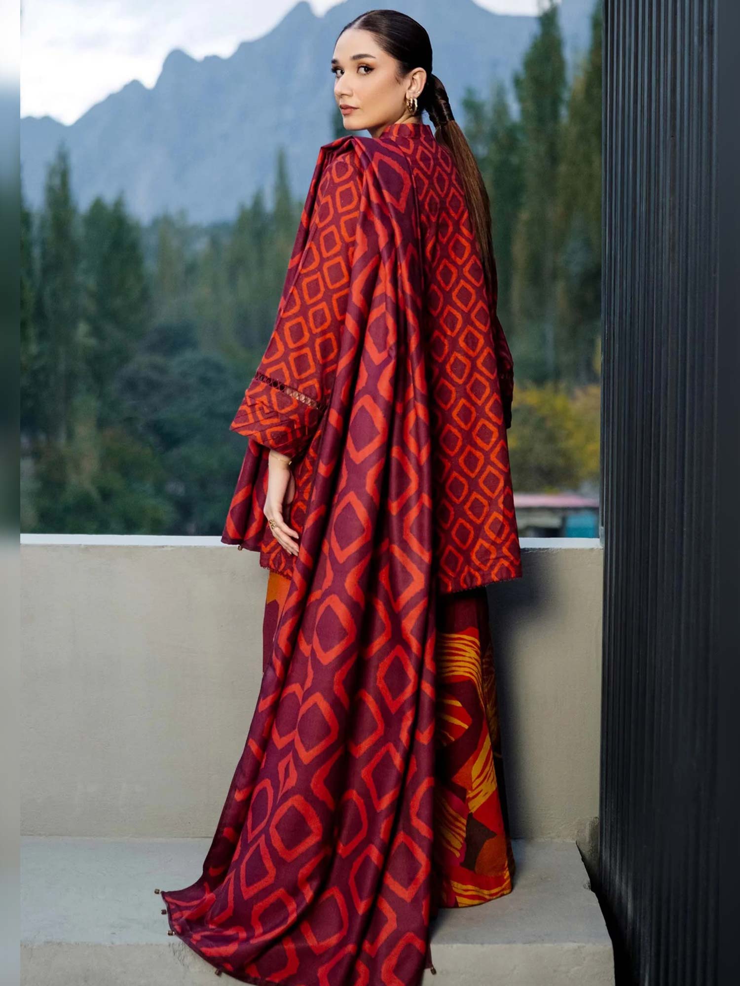 Maria.B Unstitched M.Basics Khaddar Suit (506-B) - Maroon