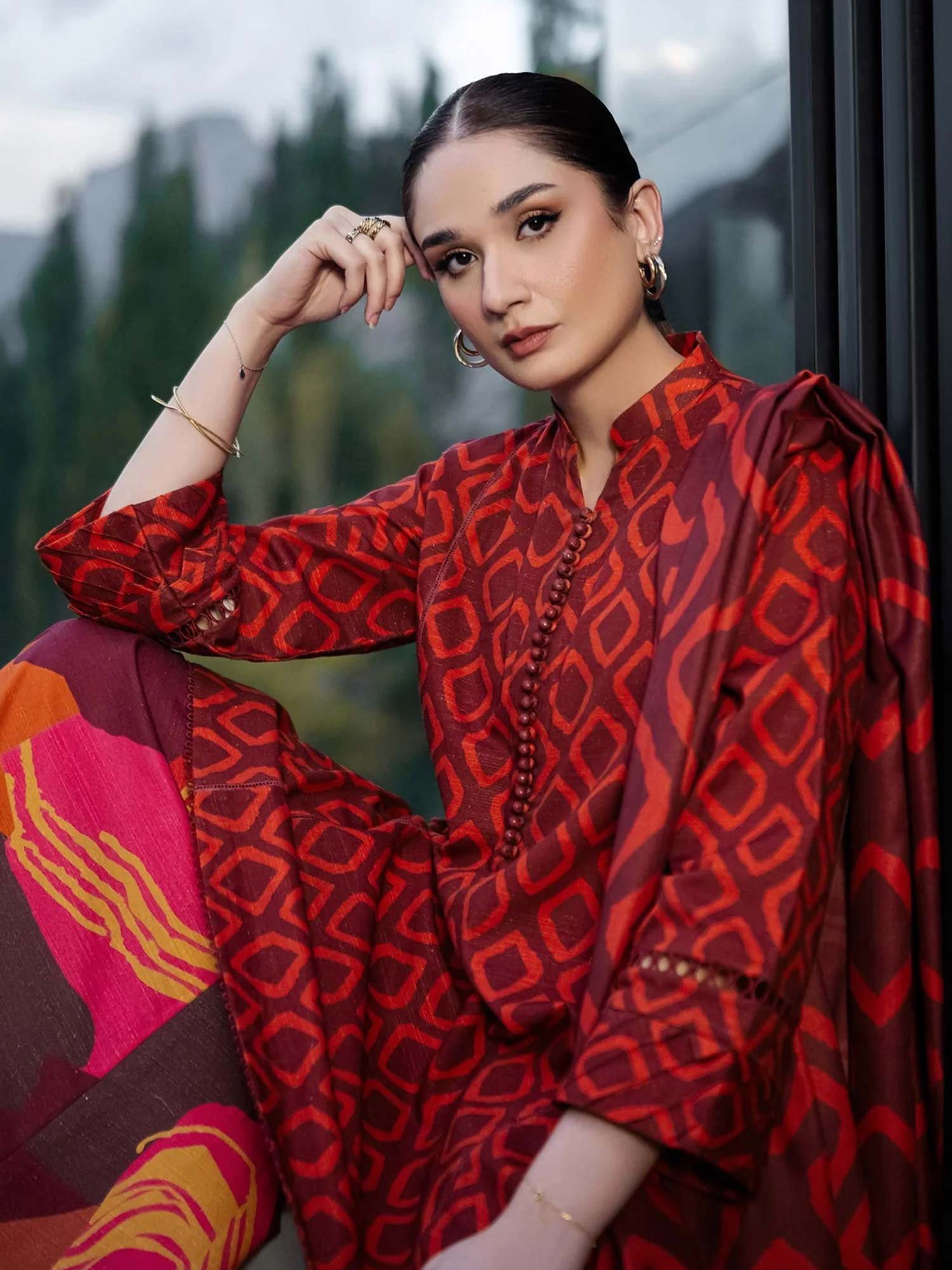 Maria.B Unstitched M.Basics Khaddar Suit (506-B) - Maroon