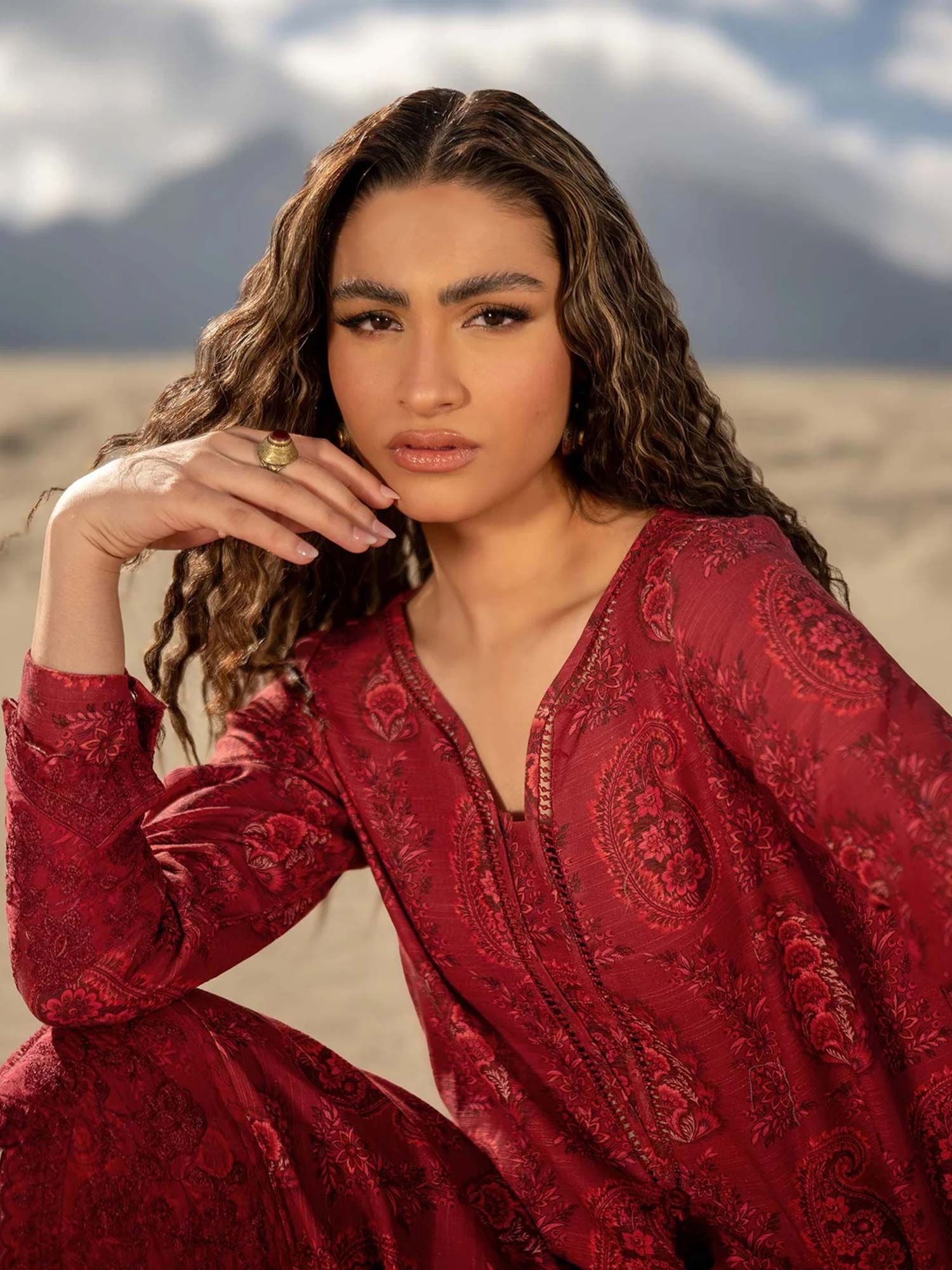 Maria.B Unstitched M.Basics Khaddar Suit (508-B) - Red