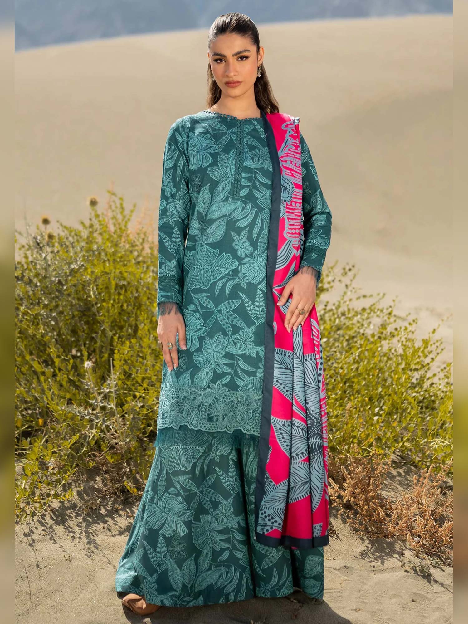 Maria.B Unstitched M.Basics Khaddar Suit (509-A) - Teal