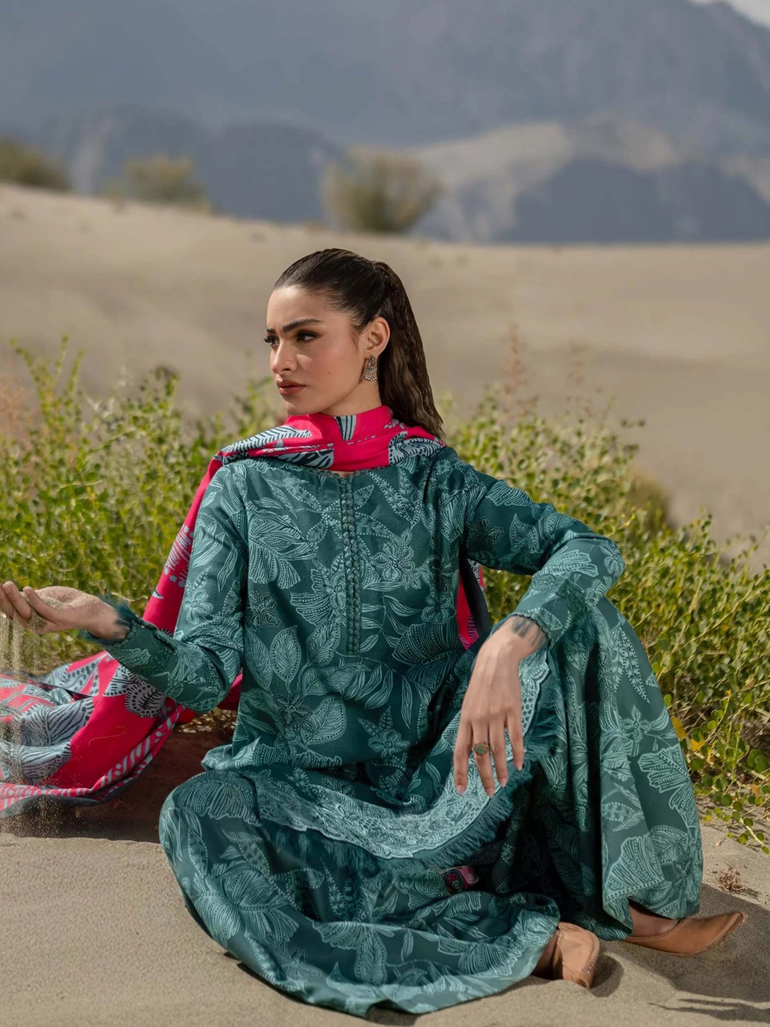 Maria.B Unstitched M.Basics Khaddar Suit (509-A) - Teal