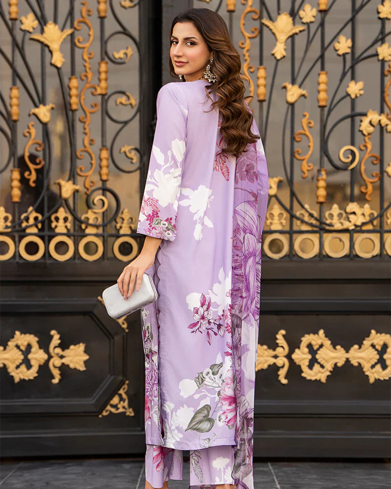 Ally's Lilac Digital Grip Silk 3-Piece Suit (AN121)