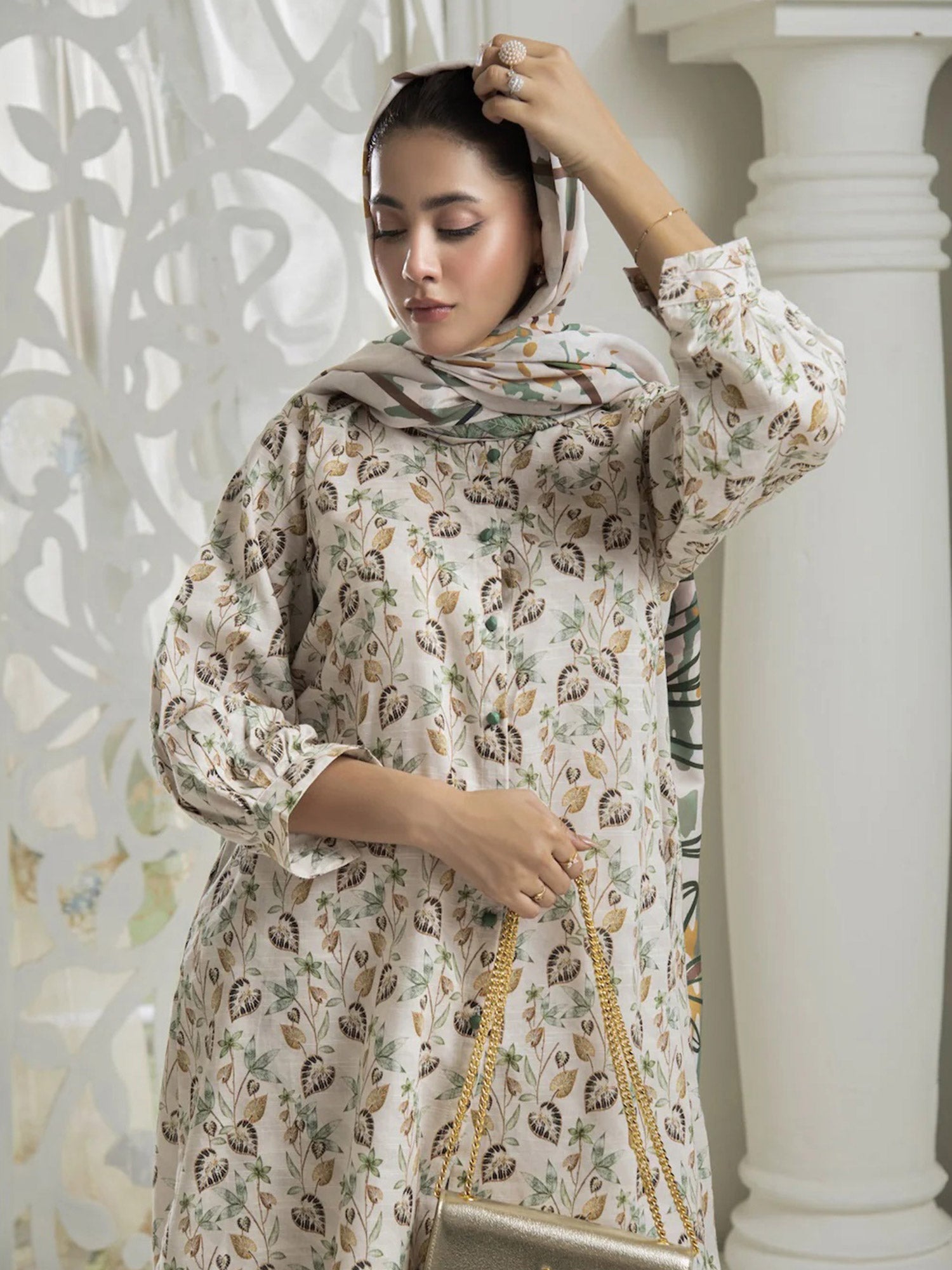 Ally's "Forbidden Flowers" Khaddar 3-Piece Suit - Off-White