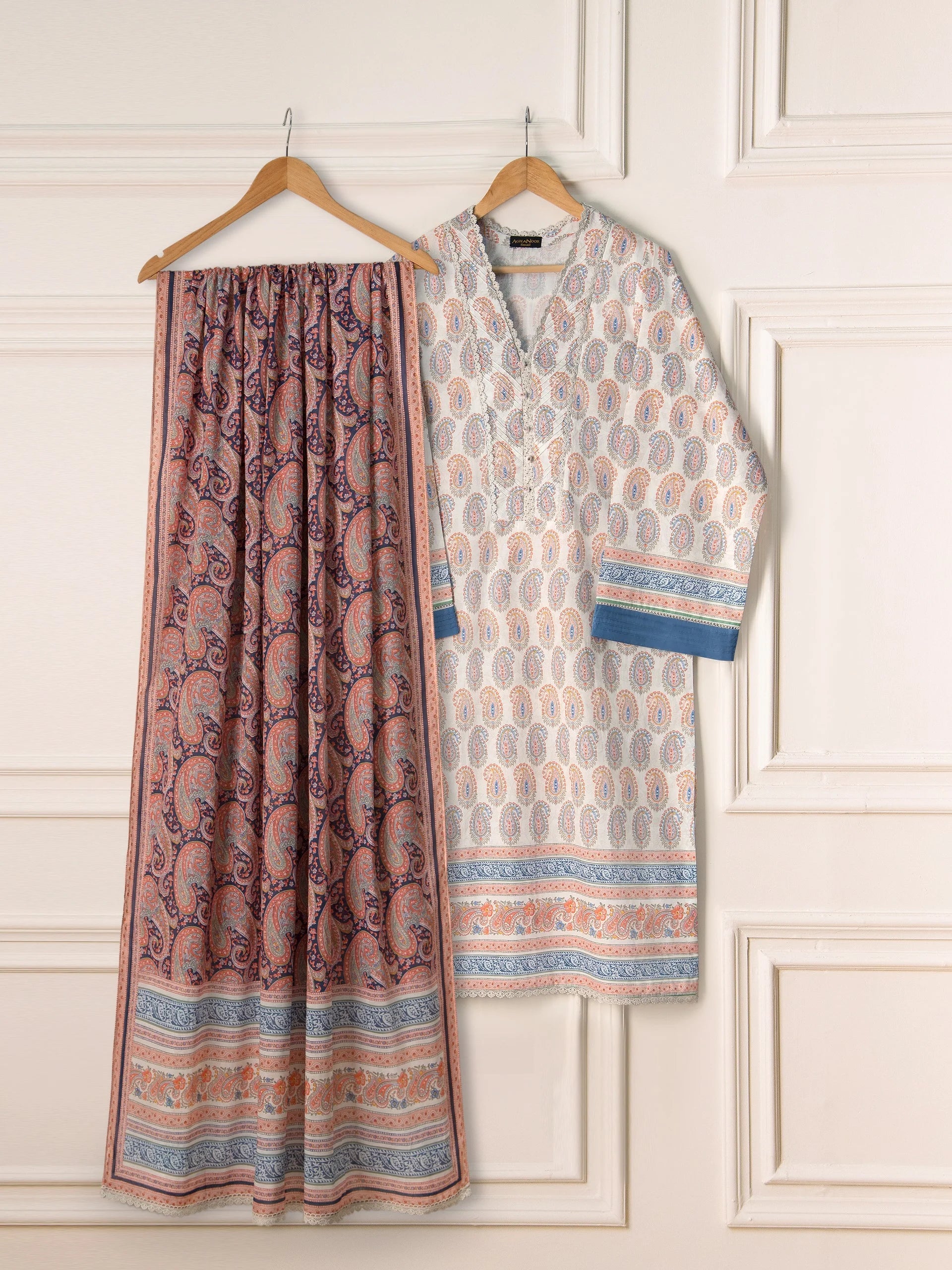 Agha Noor Multi-Colour Cambric 2-Piece (Shirt + Dupatta)